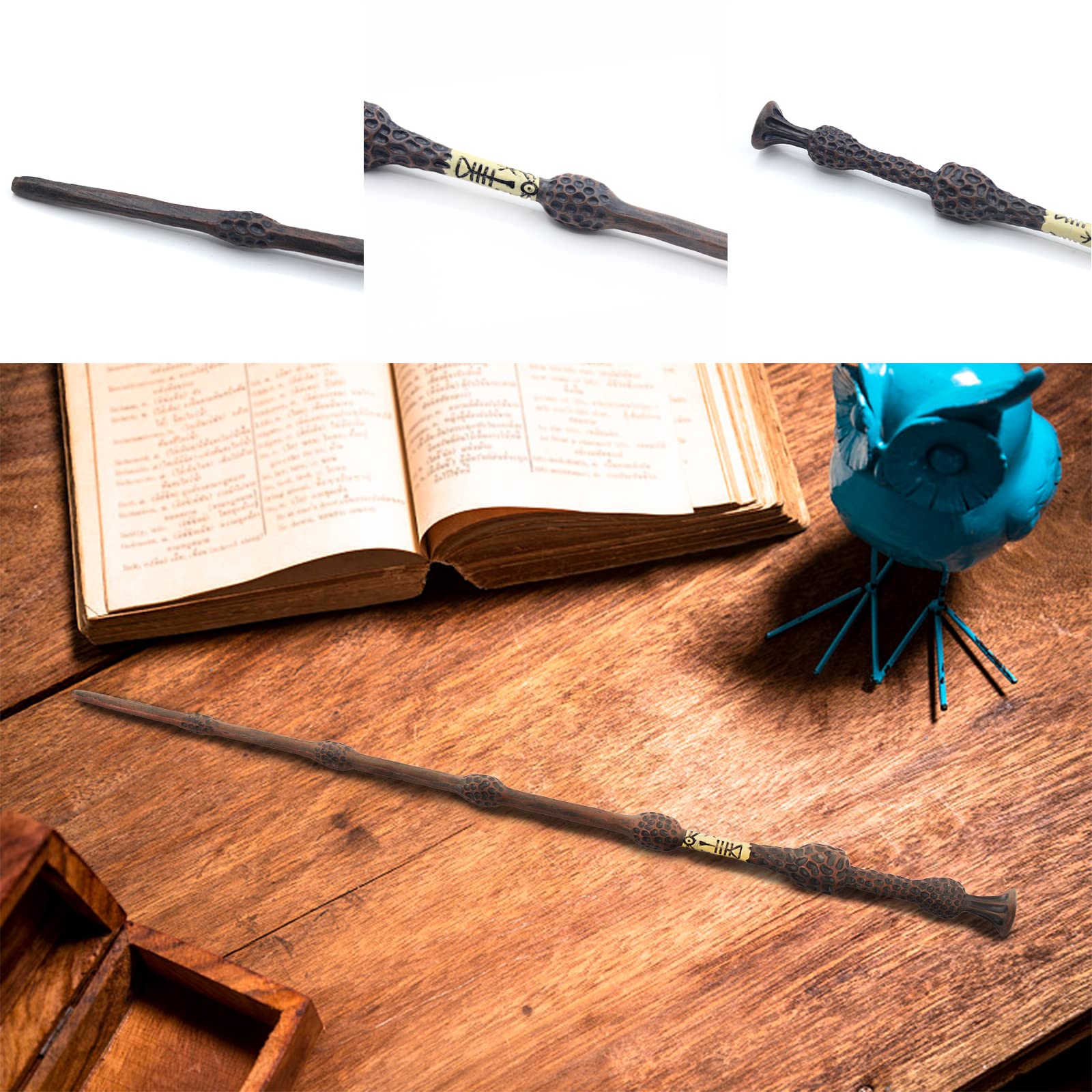 ZYMR Albus Dumbledore Baguette en bois de sureau Harry Potter avec boîte cadeau, carte inversée en feuille de sort, parfaite pour cosplay, carnaval, Halloween, fêtes à thème d'anniversaire