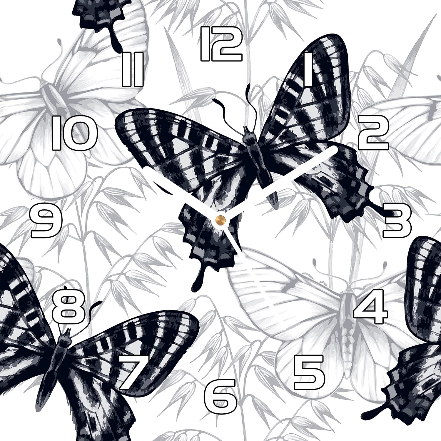 Horloge en verre murale cuisine salon 30x30 Coloray pendule moderne papillon