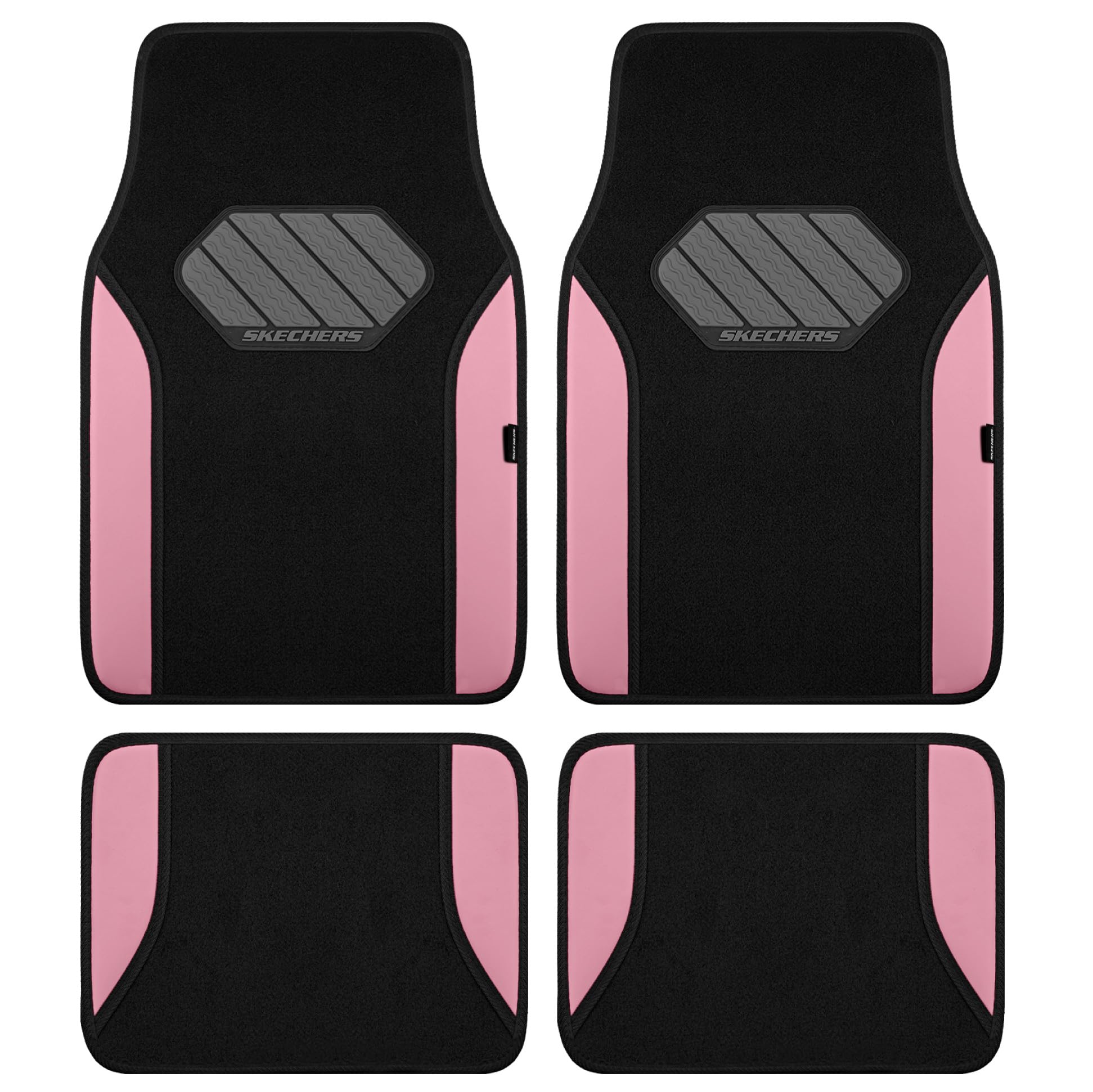 Skechers Car Floor Mats,Waterproof Universal Fit Faux Leather Car Mats,Floor Mats for Cars with Anti-Slip Heel Pad,Fit for SUVs,Vans,Sedans,Trucks,Pink
