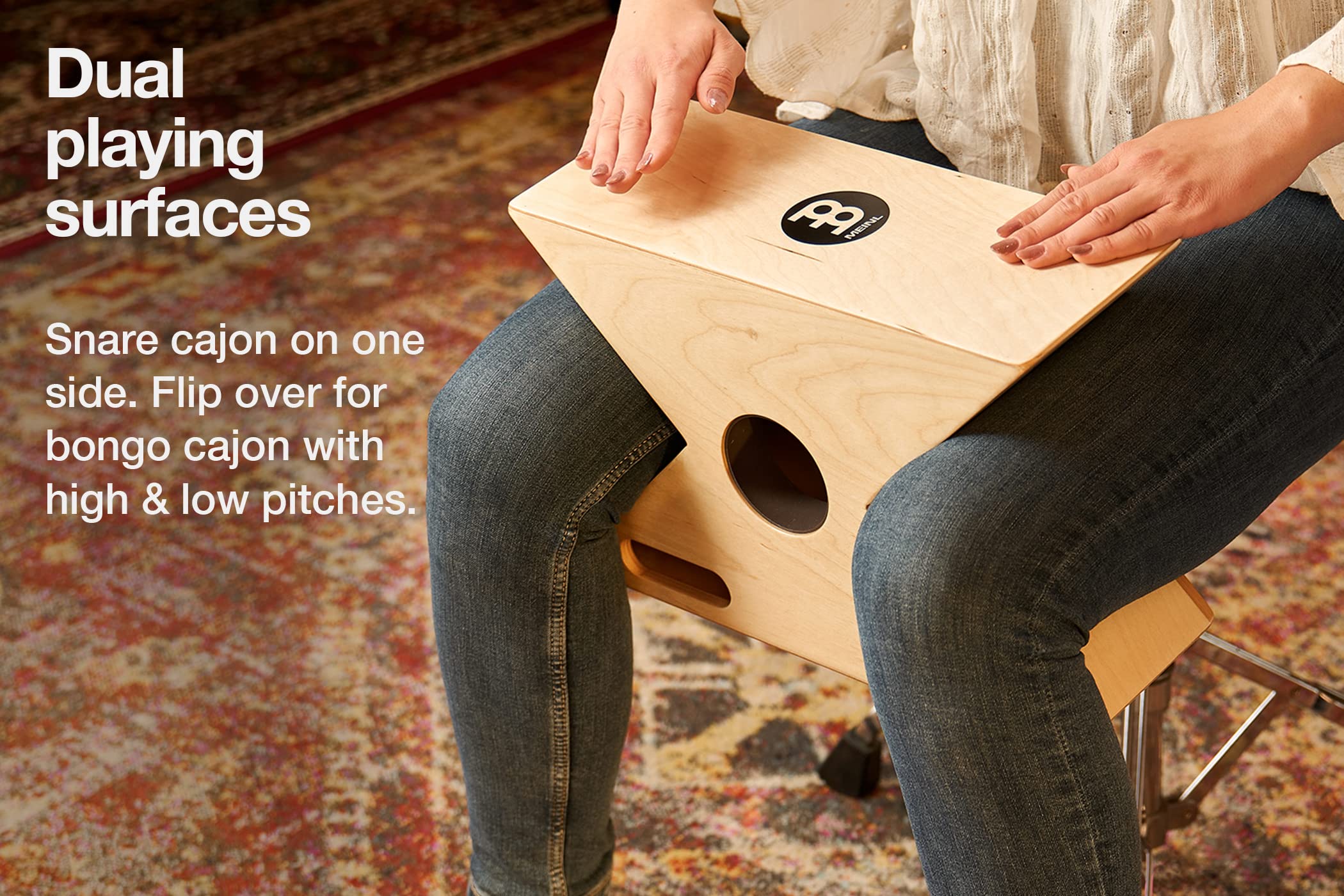 Drum Box Percussione Portatile Cajon Meinl Turbo Slaptop - Drum Box Con , Superficie Noce, 3.8 Kg Sound Port Frontali