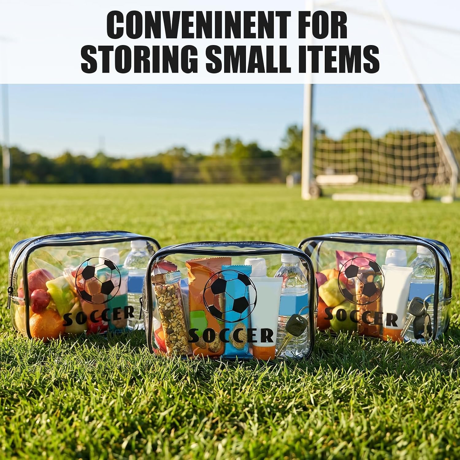 12 Pcs Soccer Gifts Clear Cosmetic Makeup Bag Snack Goodie Bags Bulk image 5