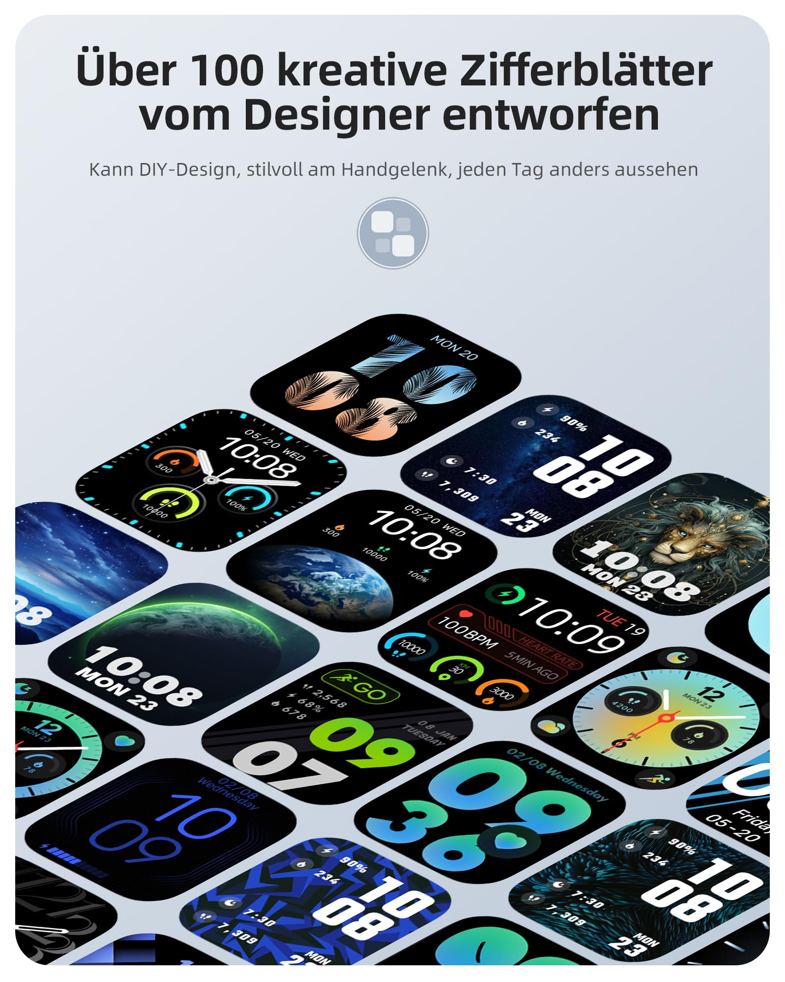 Parsonver Smartwatch mit Eingebautes GPS, 30M Schwimmend Wasserdicht | Fitnessuhr mit Bluetooth Telefonfunktion, Fitness Watch mit 100+ Sportmodi, Herzfrequenz, Schlafen, für Android/iOS, Schwarz