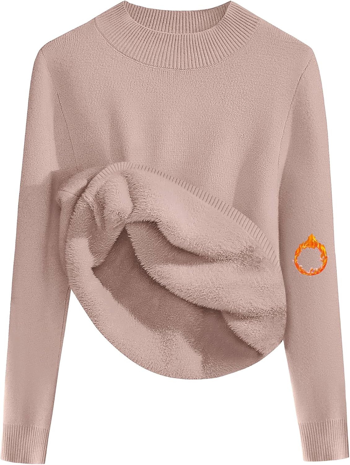 Zeagoo Women's Fleece Sherpa Lined Sweater Mock Neck Long Sleeve Thermal Shirt 2026 Fall Winter Fuzzy Knit Jumper Tops S-XXL