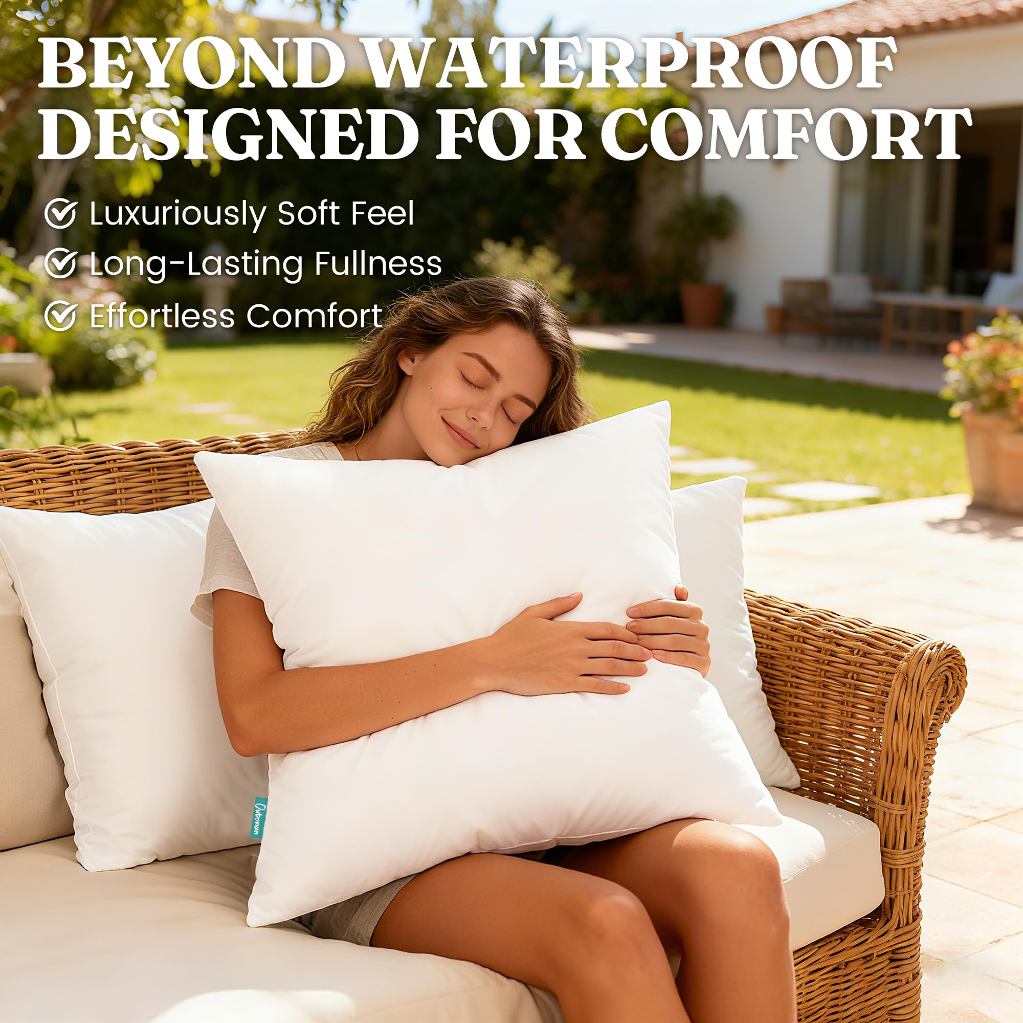 Waterproof Outdoor Pillow Inserts - Set of 2 -3 Waterproof Outdoor Pillow Inserts - Set of 2 -3