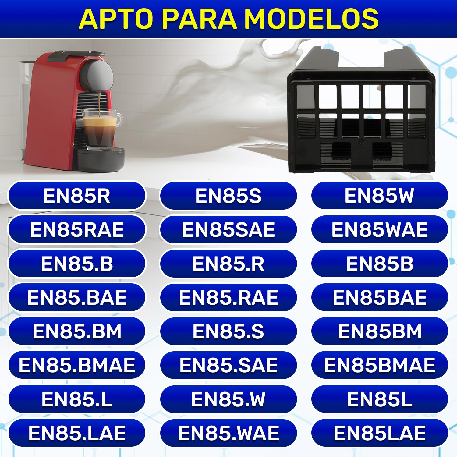 MONTERAL Contenedor de Cápsulas para Cafetera Capsulas con Código Original FL306195 para DeLonghi EN85 para Magimix M115 Essenza Mini - Garantía de 10 Años