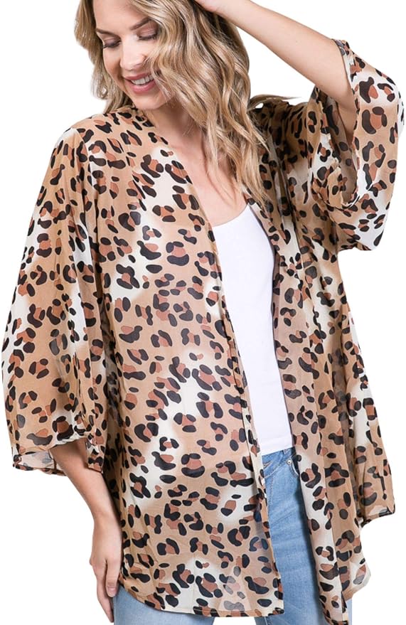 Leopard Thin Chiffon Loose fit Kimono 