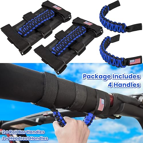 Miniatura 8 de Asas de agarre de barra antivuelco+mango de agarre para reposacabezas para Jeep Wrangler YJ TJ JK JKU JL JLU Sport Sahara Freedom Rubicon Unlimited