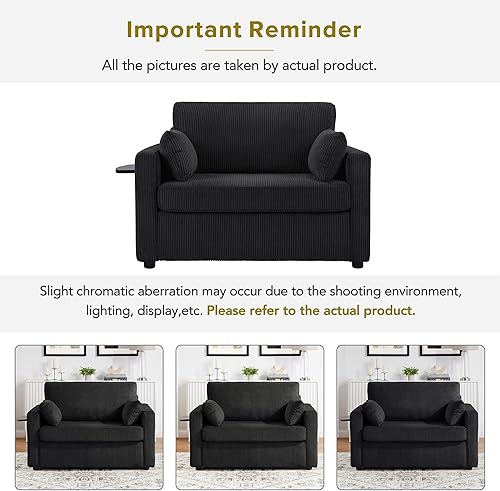 Miniatura 9 de P PURLOVE Sofá cama cama extraíble de 57.4 pulgadas de largo con colchón de tamaño individual de primera calidad, sofá cama extraíble 2 en 1, sofá