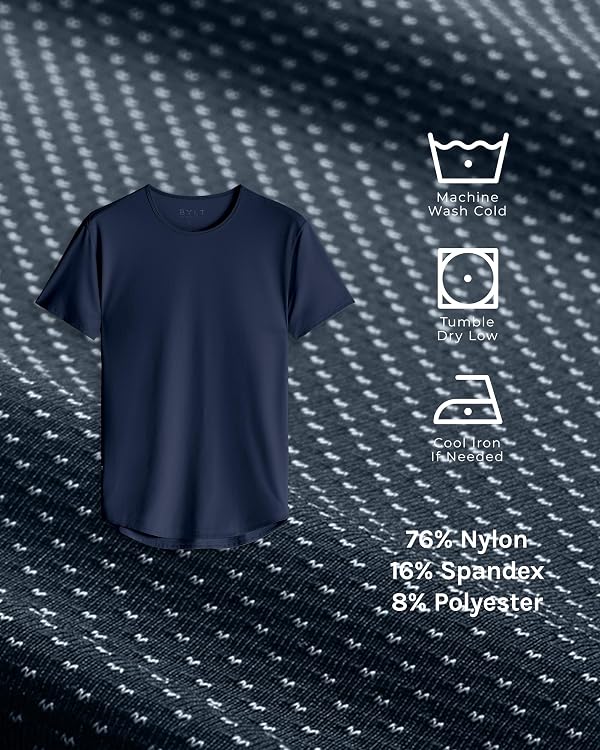 BYLT Basics Active Drop‑Cut Short Sleeve T Shirt, Slim Fit, Navy 3XL by BYLT - Used condition - Image 5