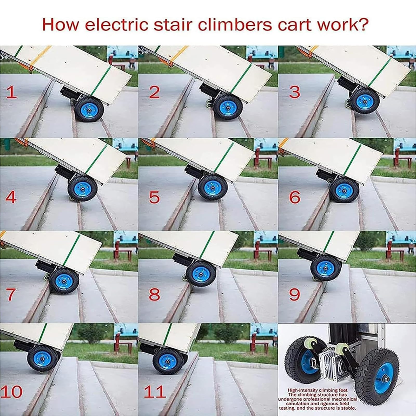 1200 W Elektrischer Treppensteiger, mit 400 kg Tragkraft, Kann Treppen Und Abstiege BewäLtigen, Arbeitssparend Und Praktisch, Abnehmbarer Akku,001