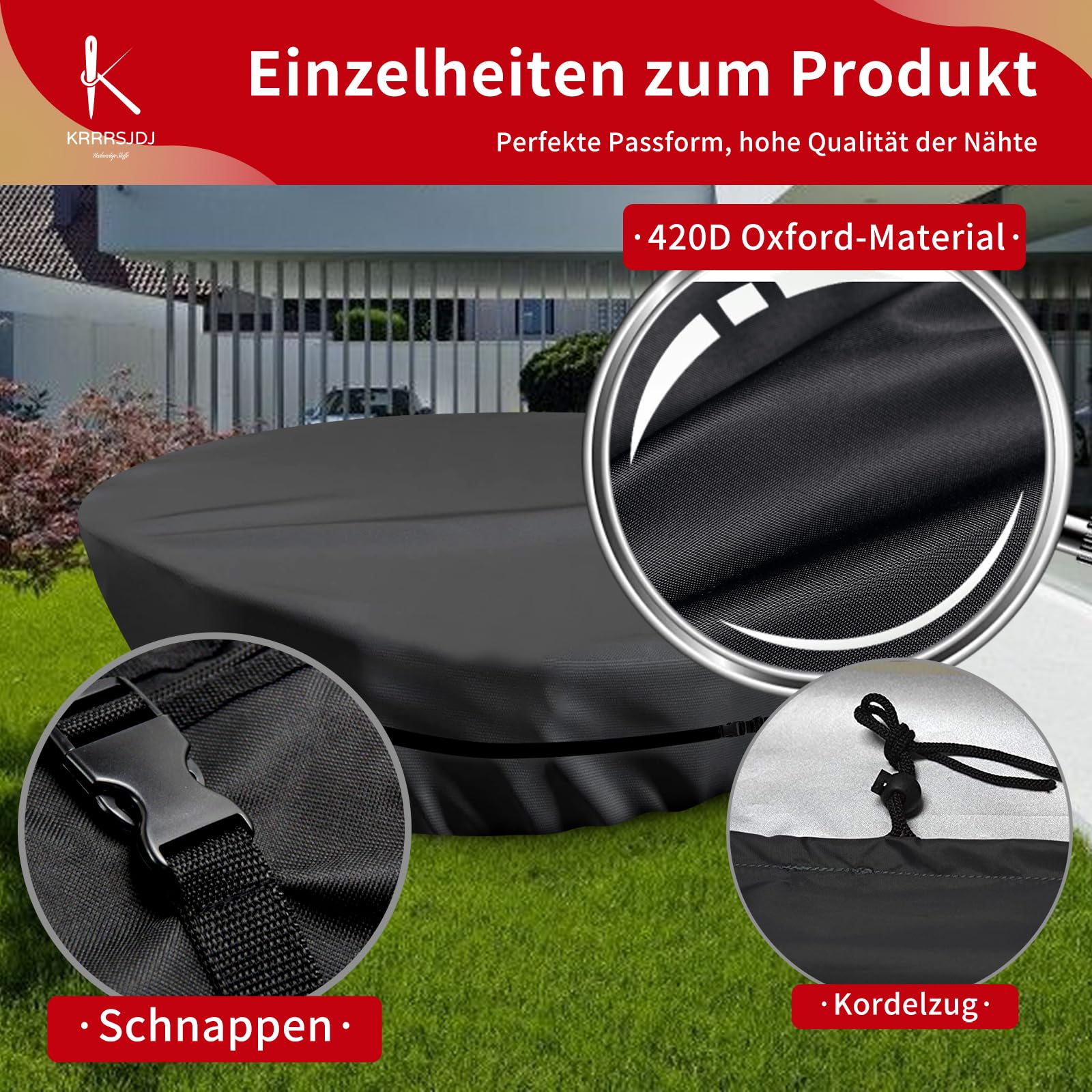 Sonneninsel Oval Abdeckung Wasserdicht,Schutzhülle Ovale Sonneninsel Winddicht,Abdeckung Oval mit Kordelzug und Verstellbare Schnallen,420D Oxford-Stoff Staubdicht (235*150*45/85cm,Schwarz)