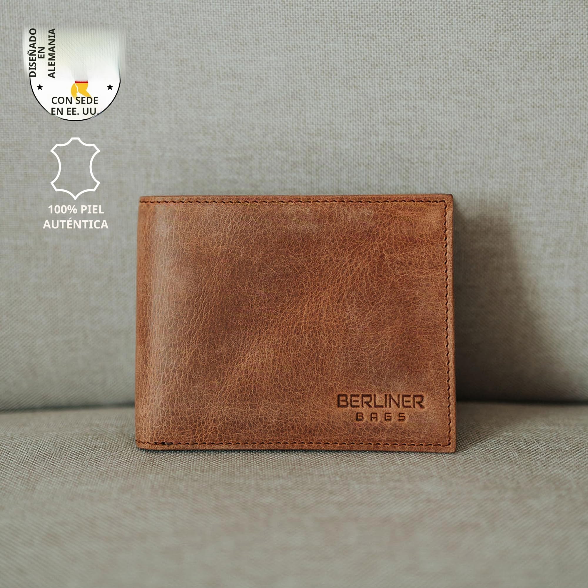 Berliner Bags Peter Cartera de Piel Auténtica Hombre con 8 Tarjetas y RFID