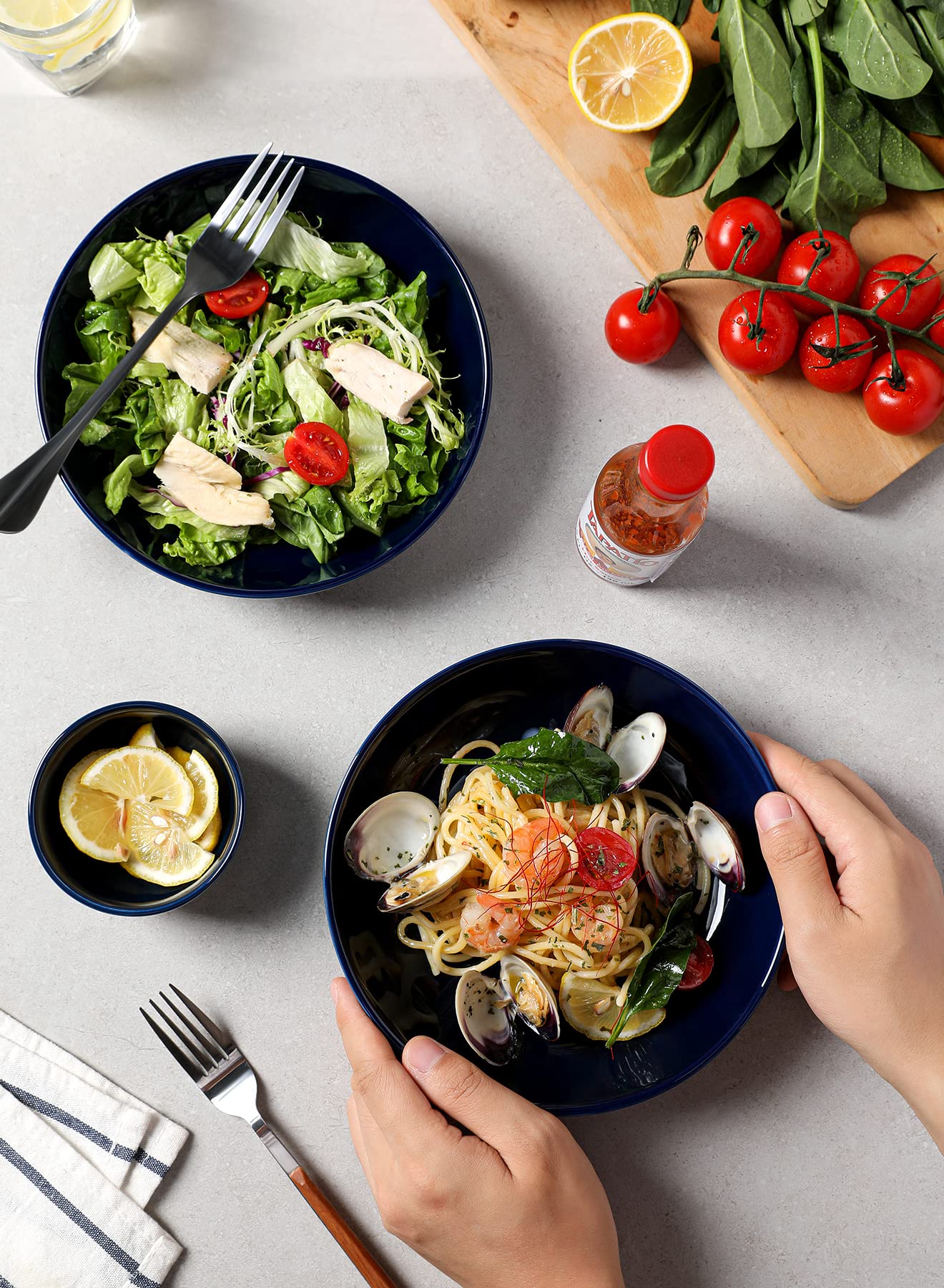 Sweese 112.603 Porcelain Salad Pasta Bowls 22 Ounce Set Of 6