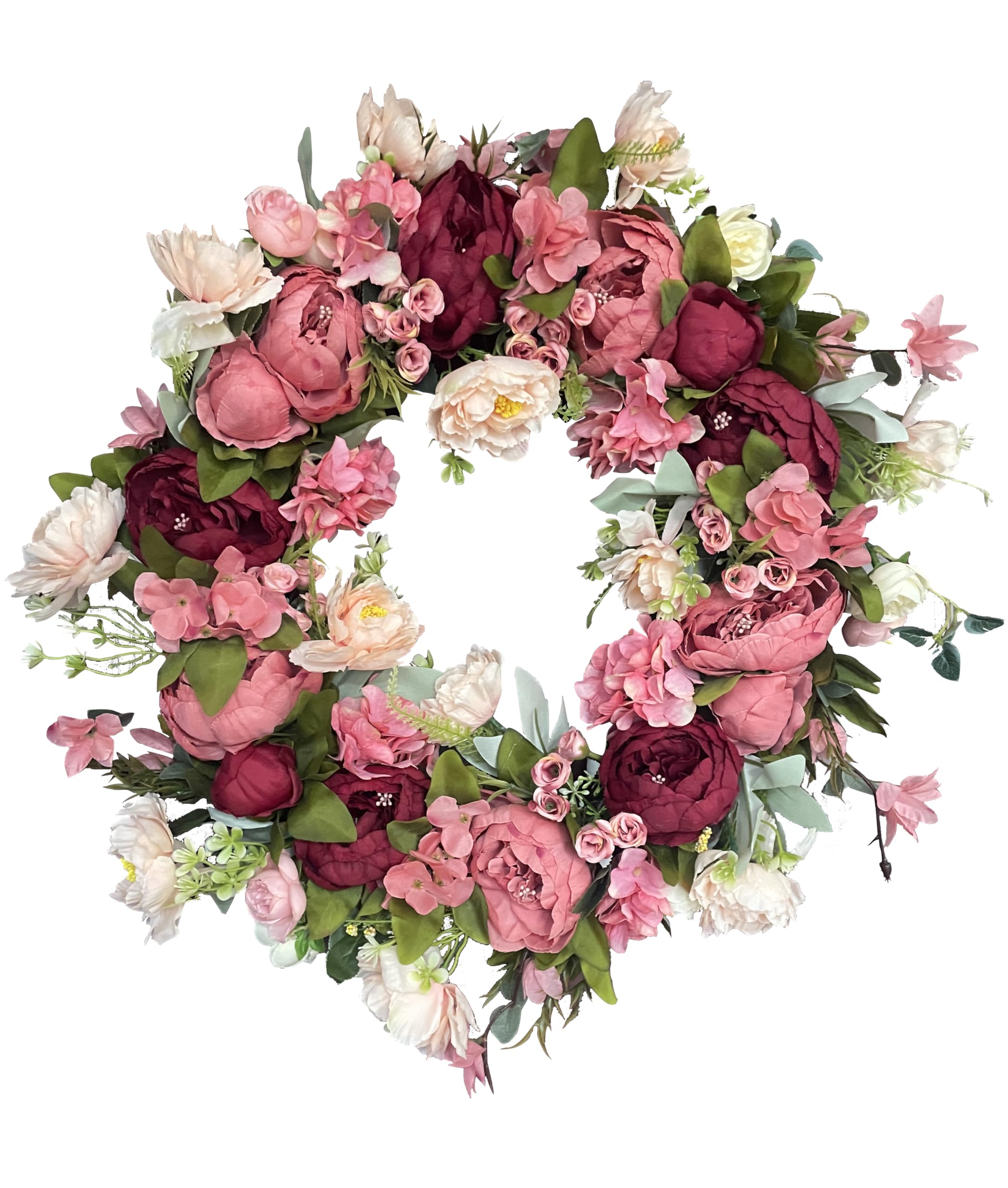 Peony Wreaths 24 Inch Large Spring Wreaths for Front Door Outdoor Summer Wreath Lush Handmade Front Door Outside