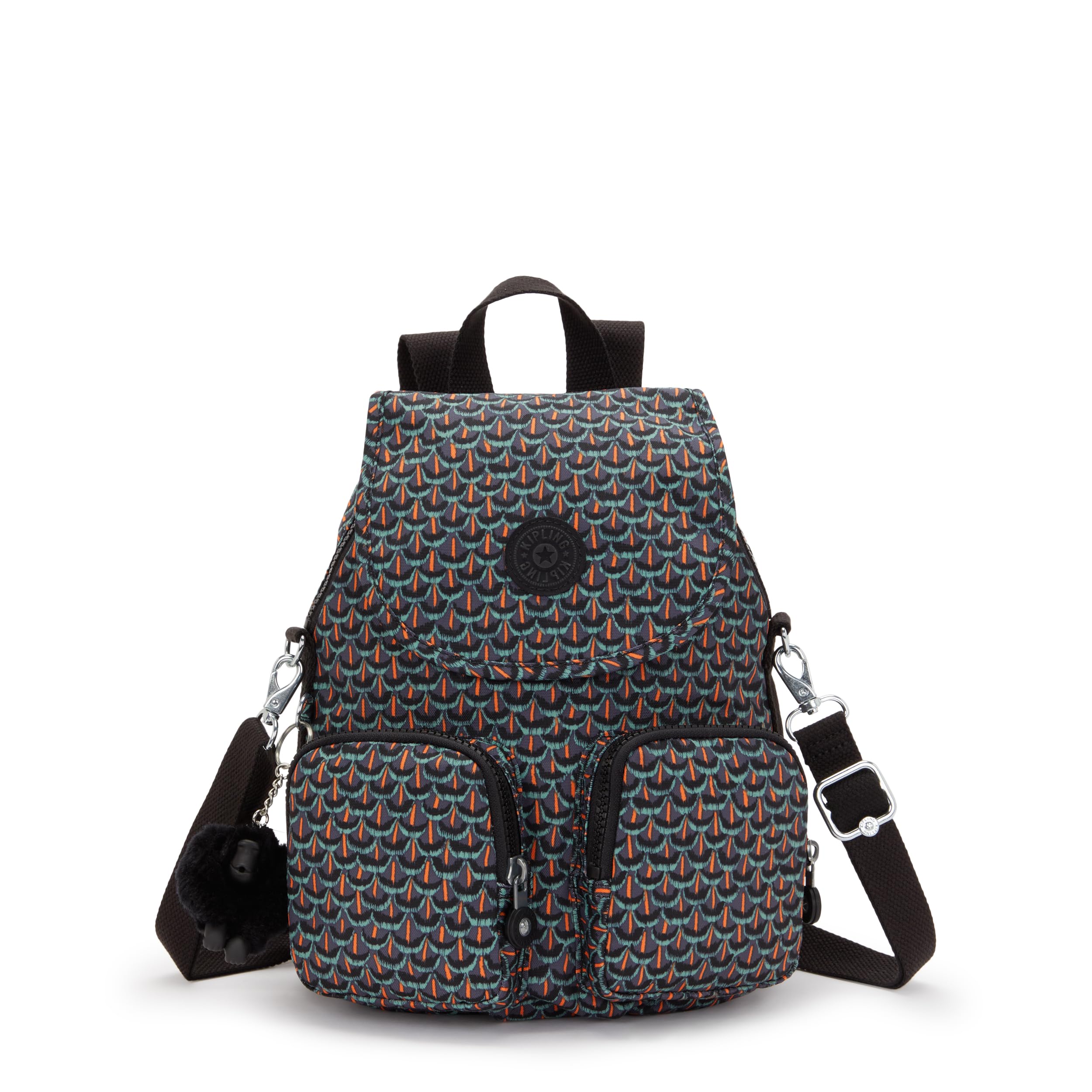 Kipling FIREFLY UP Small backpack (convertible to shoulderbag), Geo Feather (Black)