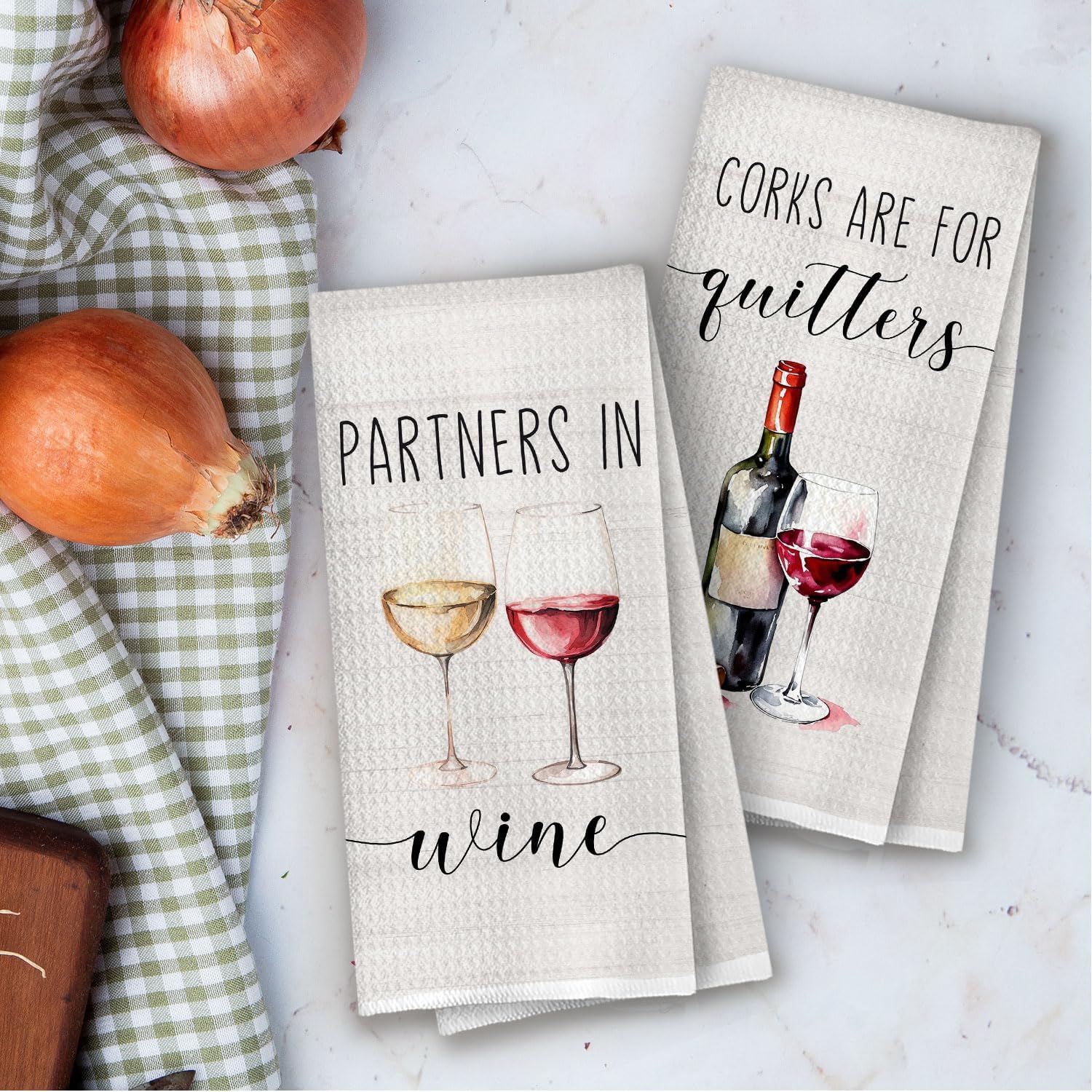 Funny Wine Kitchen Towel - Funny Wine Gifts Decorative Waffle Dish Towels, Hand Bar Towels for Kitchen, Bar Cart Tea Towel, 16x24 Inch Set of 2 - Image 4