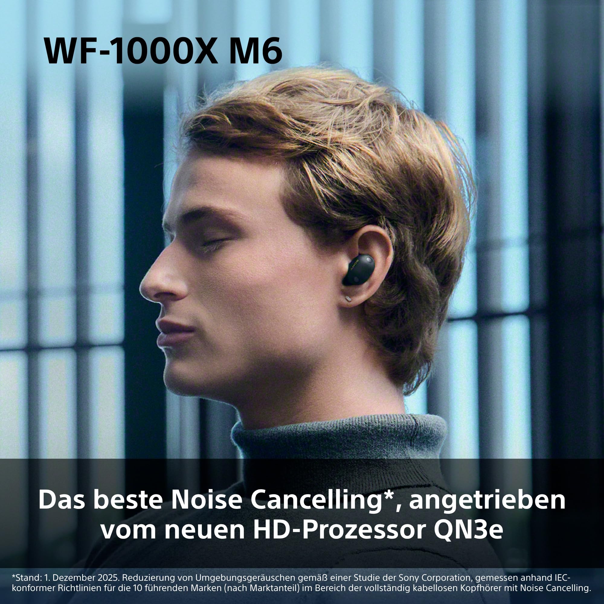 Sony WF-1000XM6 Flagship kabellose Noise Cancelling-Kopfhörer, Bluetooth, In-Ear-Kopfhörer, Sony Hi-Res-Sound, klare Anrufe, 10-Band-EQ, 24 Std.-Akkulaufzeit (NC An), IPX4 – Schwarz