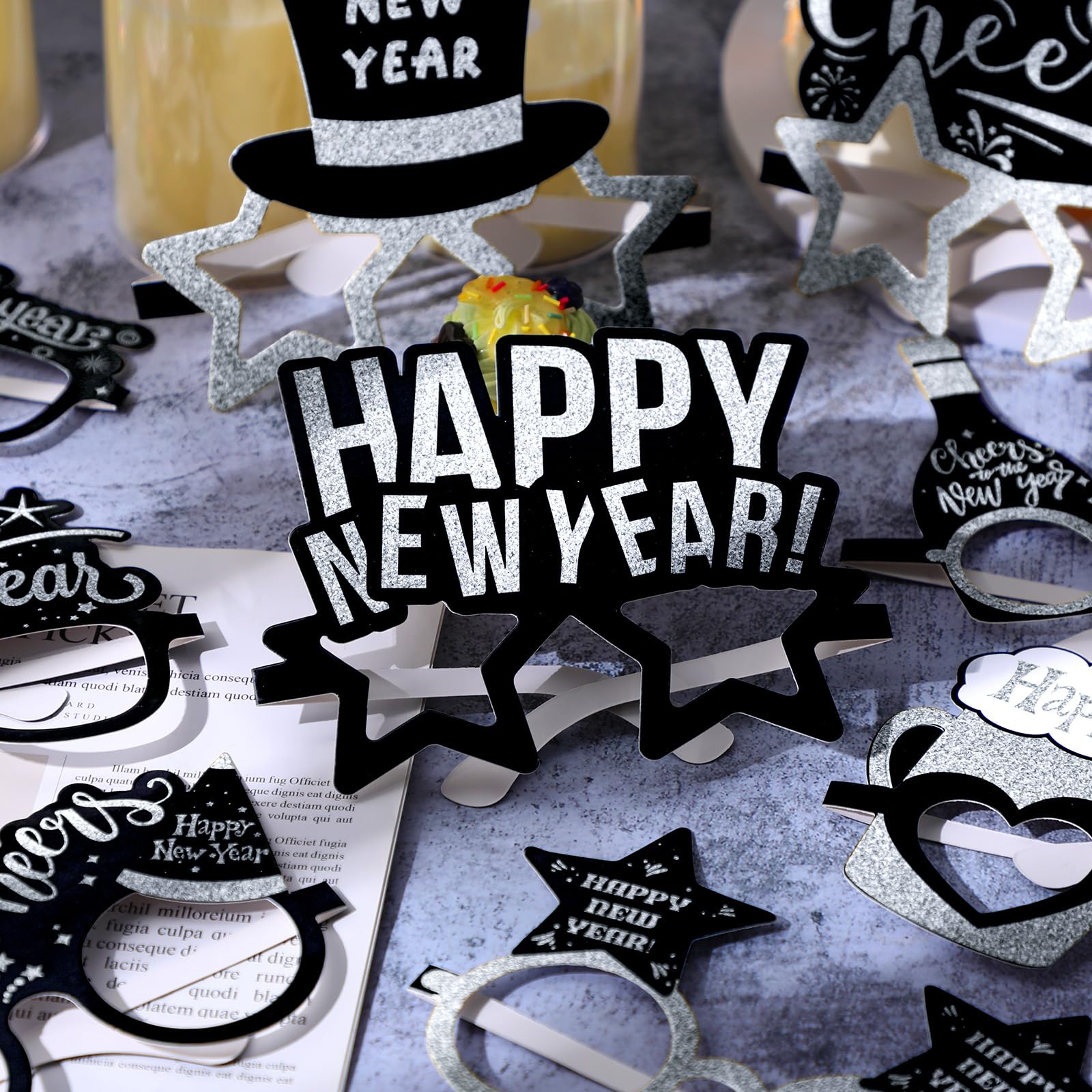 Suilung 24 Pack Happy New Year Glasses 2026 New Years Eve Party Supplies Fancy Paper Eyeglasses Eyewear Photo Props Newyear Decorations 2026 Newyear's Eve Favors - Image 2