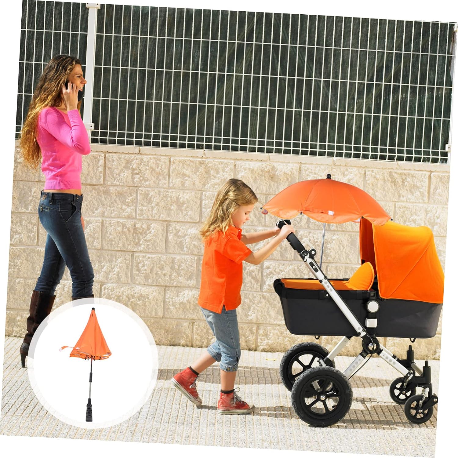 ibasenice Stroller Clip Umbrella Clamp Uv for Pushchairs Coated Sun Shade Parasol for Suitable for Beach Chairs and Wheelchairs