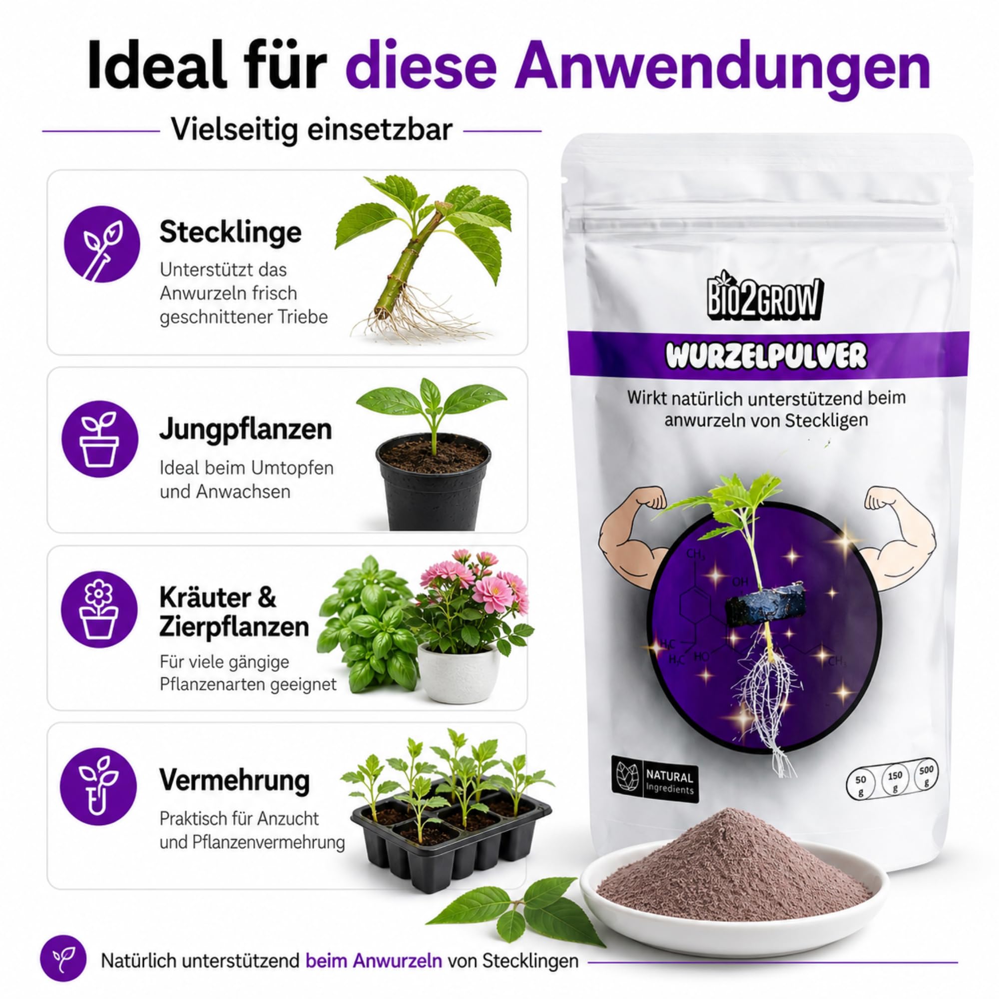Wurzelpulver 250 Gramm - Stecklinge Pflanzen Wurzel Gel Rooting Set Komplex