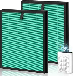 2-Pack MK-D05 Air Fil-ter Replacement for MK-D05 Air Cleaner Puri-fier | 4-in-1 Filtration with Advanced HEPA Filt-er and Carbon Filt-er, Green (Pet Dander Version)