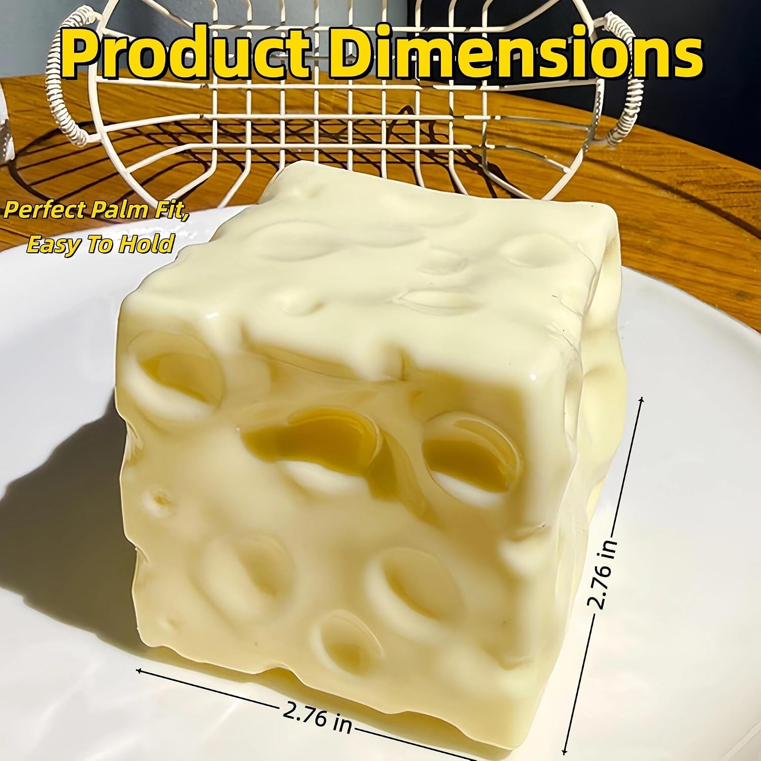 Coconut Oil Squishy, Non Rebound Moldable Jumbo Cheese Block Squeeze Toy image 2