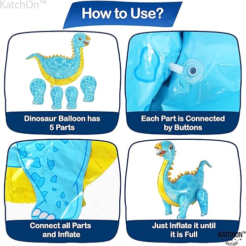 Miniatura 4 de Globos grandes de dinosaurio 3D con tres globos Rex, globos de tiranosaurio de dinosaurios de 35 pulgadas | 3 decoraciones de cumpleaños Rex para