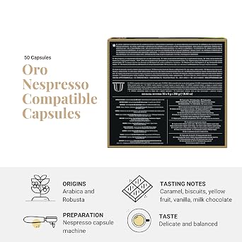 Caffe Vergnano 1882 Oro & Riserva Torino Espresso Capsules Compatible with Nespresso OriginalLine Machines, Medium Roast Arabica & Robusta Coffee, Intensity 4/10, Smooth Italian Espresso, 60 Ct