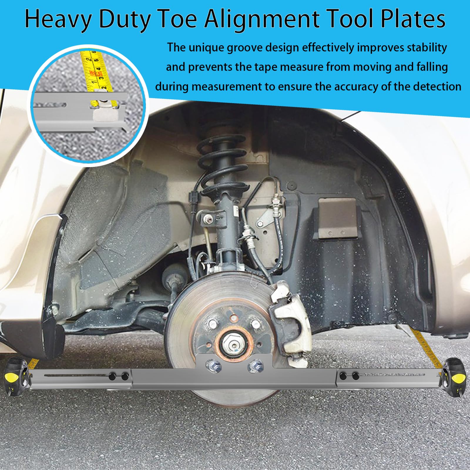 Wheel Alignment Tool Plates, Metal Toe Alignment Plate Toe Plates Wheel Alignment Tool Car DIY Toe Alignment Tool Wheel Alignment Tools Kit for Easy Storage (Silver)