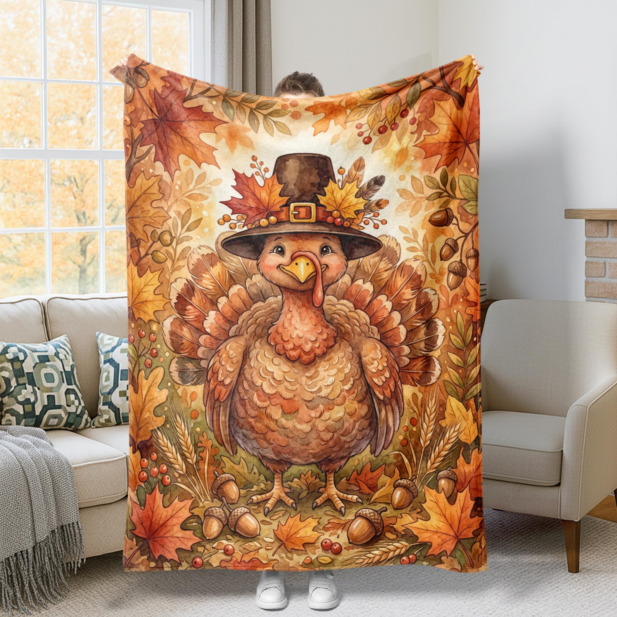 Couverture peluche haut de gamme orange 152x203 cm légère pour lit et canapé