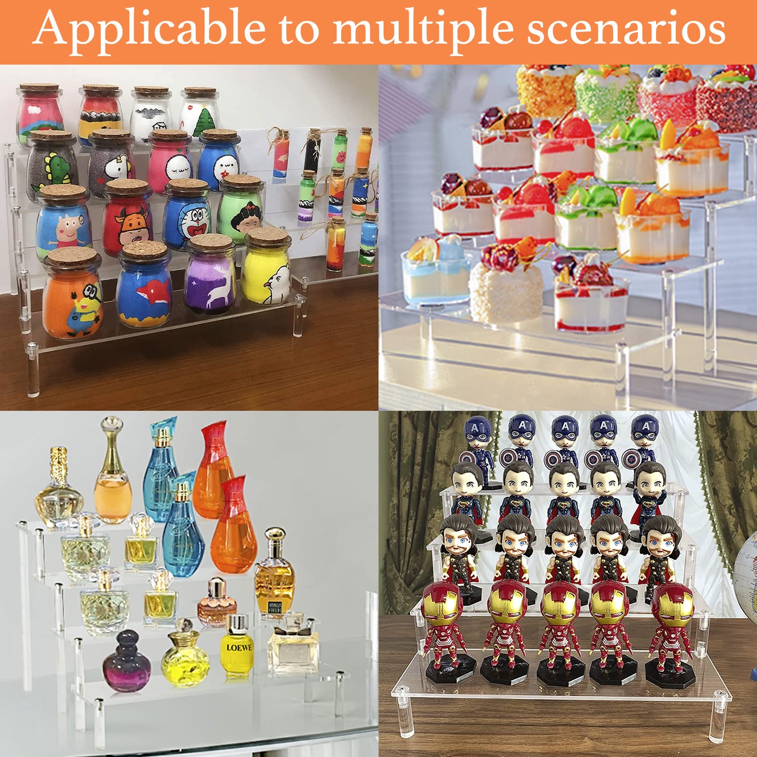 EXTRWORY Acryl Präsentationsständer Mehrstöckig - Display Für Figuren, Cupcakes, Parfums 18x8x4cm