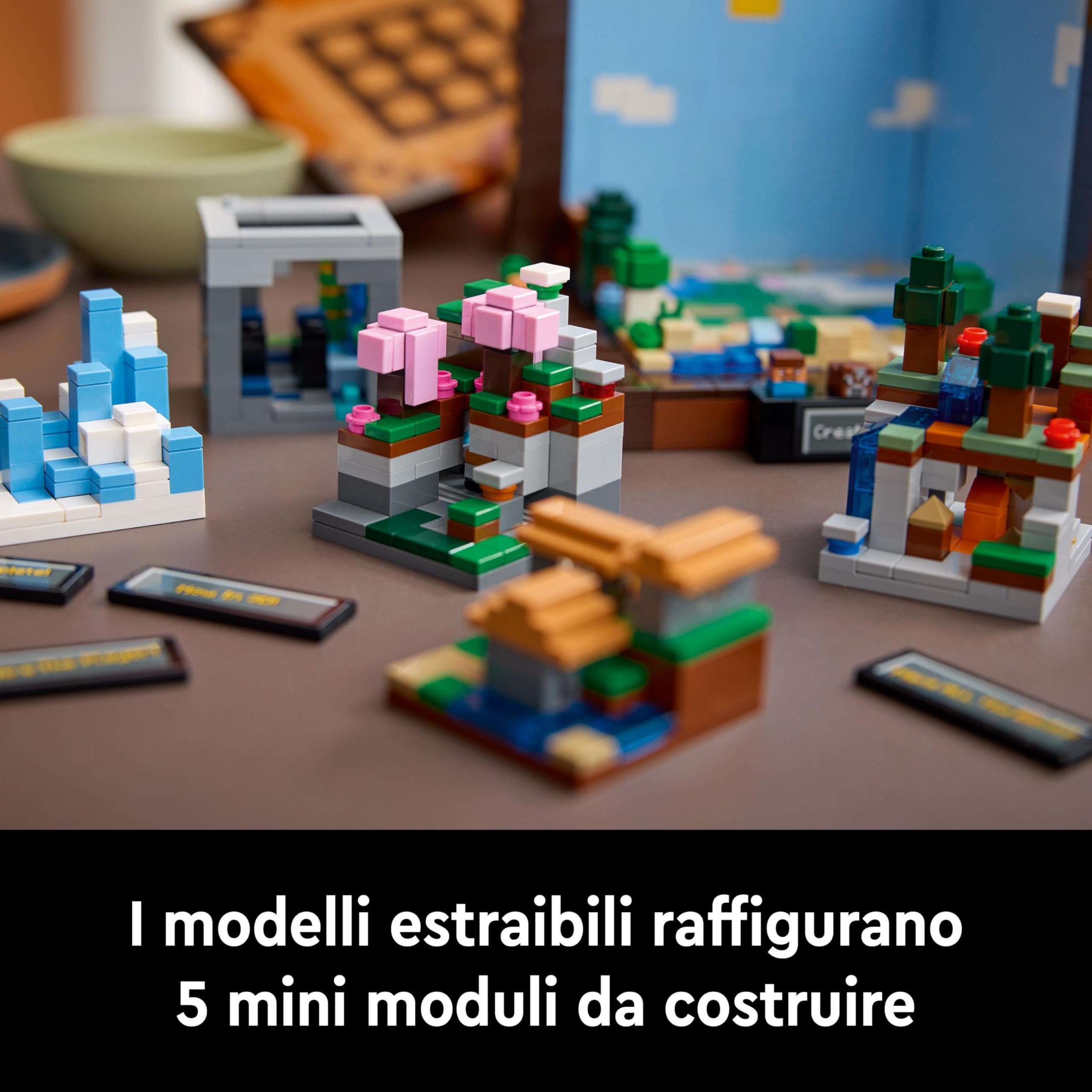 LEGO Minecraft Banco da Lavoro, Set d'Avventura per Festeggiare il 15° Anniversario del Videogioco, Modellino da Costruire con 12 Biomi, 8 Microfigure e Sorprese, Idea Regalo per i Fan Adulti 21265