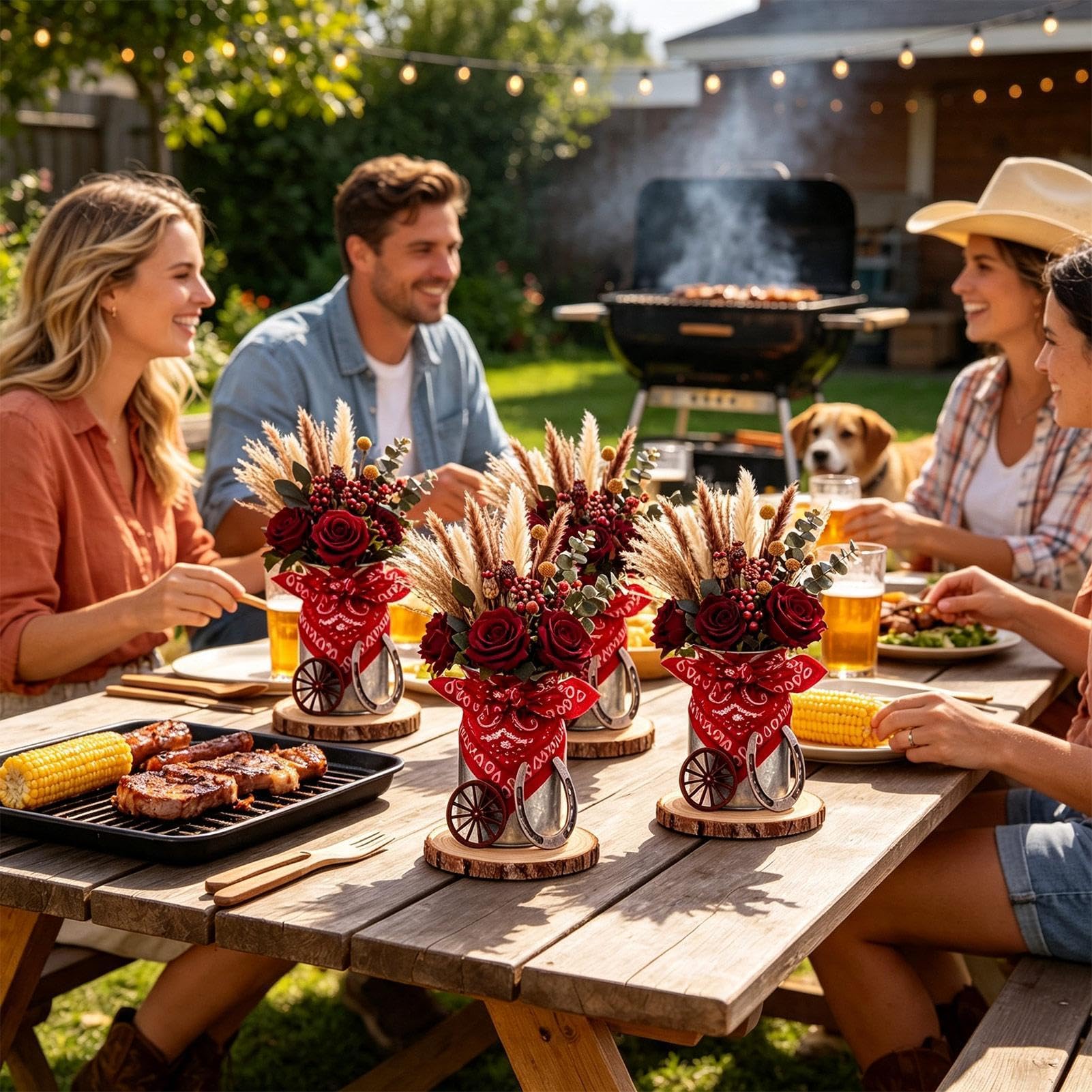 Generisch Centrotavola Western Party, decorazione rustica con casa di