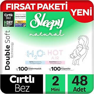 Sleepy Natural Double Soft Fırsat Paketi Bebek Bezi 2 Numara Mini 48 Adet