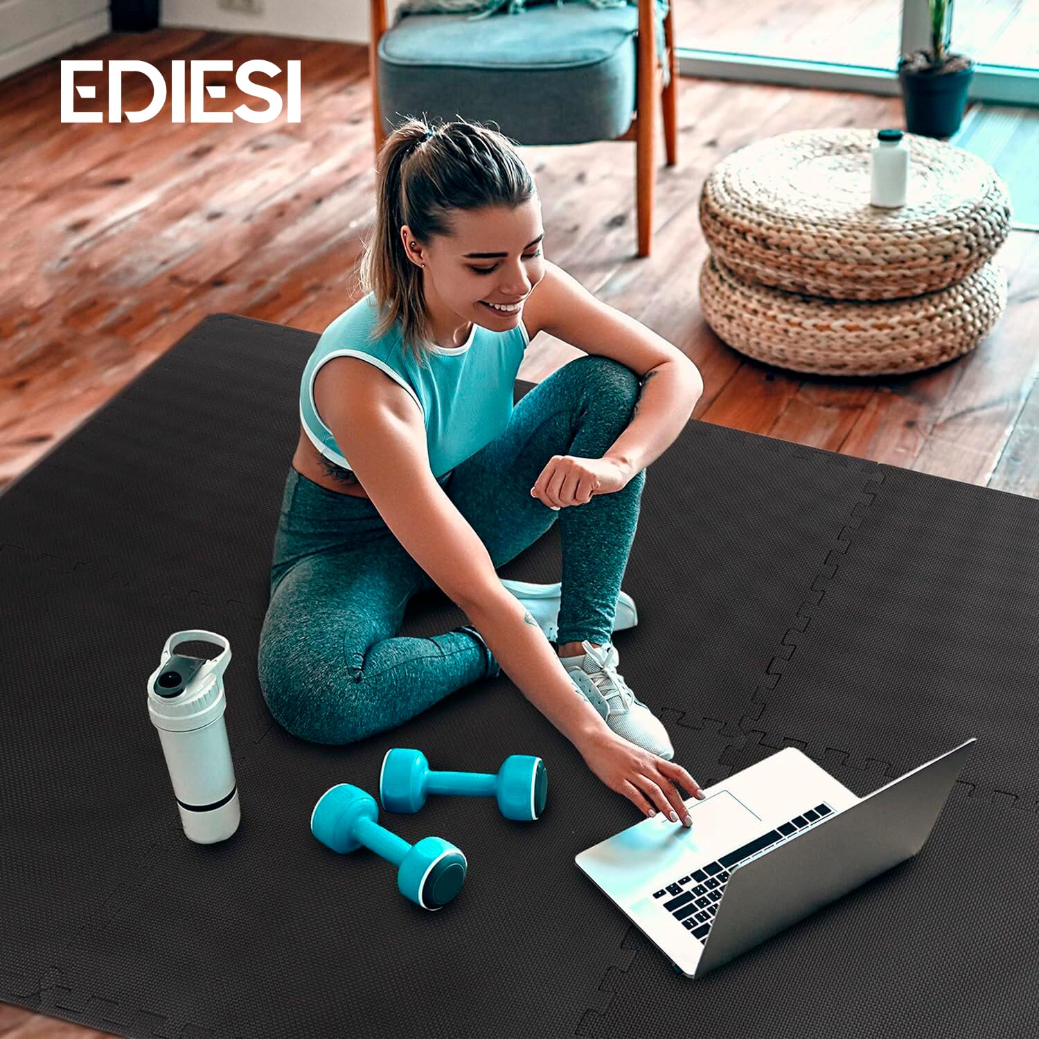 Ediesi, Tappeto Palestra, Tatami, Pavimento Gommato Palestra, Home Gym, Atrezi Palestra Casa, Tappeto per Piscina Fuori Terra, Puzzle