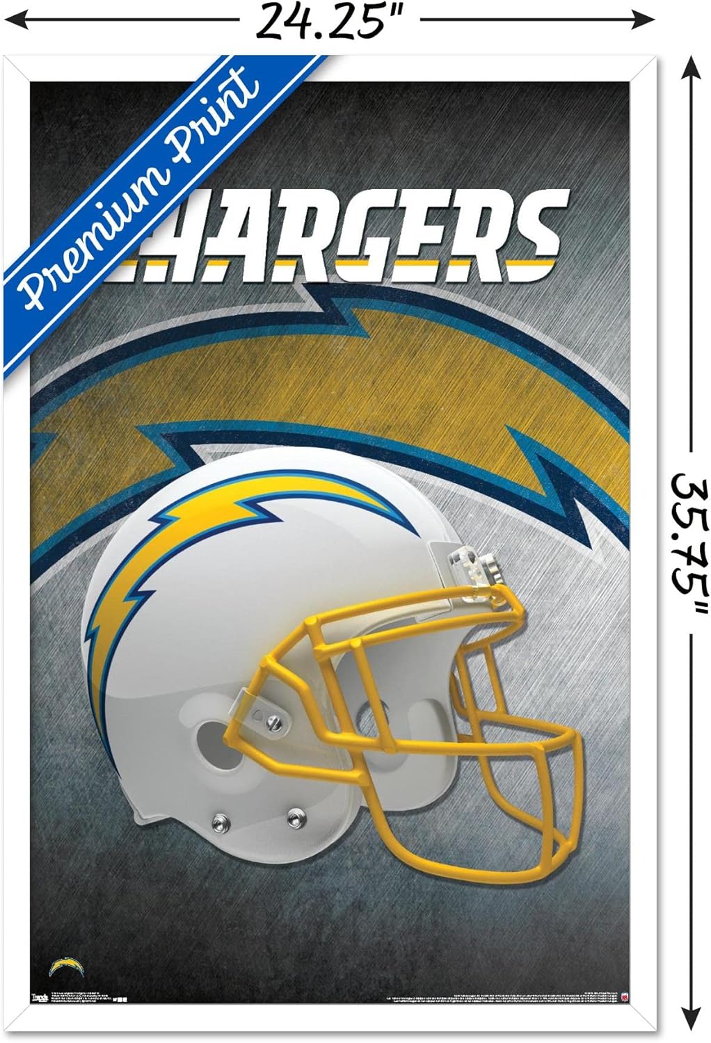 Trends International NFL Los Angeles Chargers - Helmet 19 Wall Poster, 22.375" x 34", White Framed Version