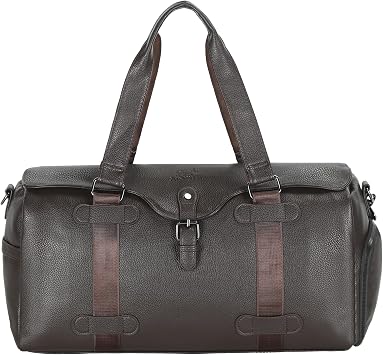Vegan Leather Gym Duffle Bag with Shoe Compartment for Travel, Sports, Fitness & Workout, Large Overnight Weekender Bag for Men & Women