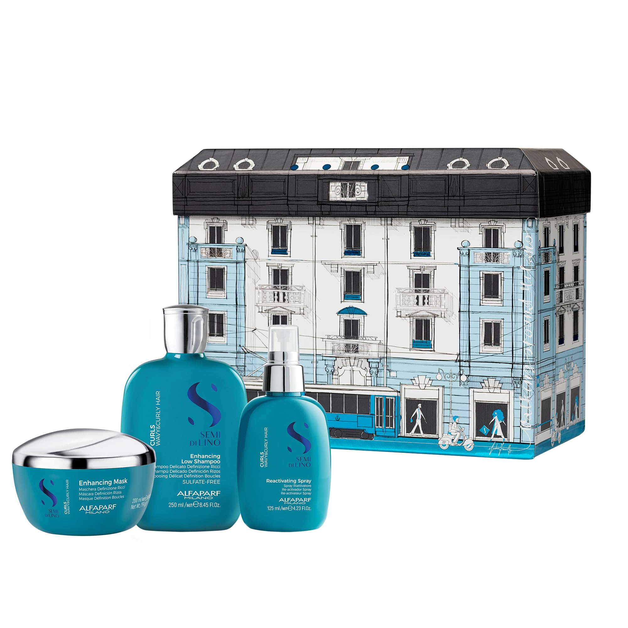 Alfaparf Semi Di Lino Walking Around Milano Collection Curls Set - kit cheveux bouclés