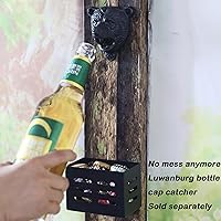 Vista 3 de Abridor de botellas de cerveza de hierro fundido con cabeza de oso negro, dientes grizzly montados en la pared para decoración de garaje de cueva