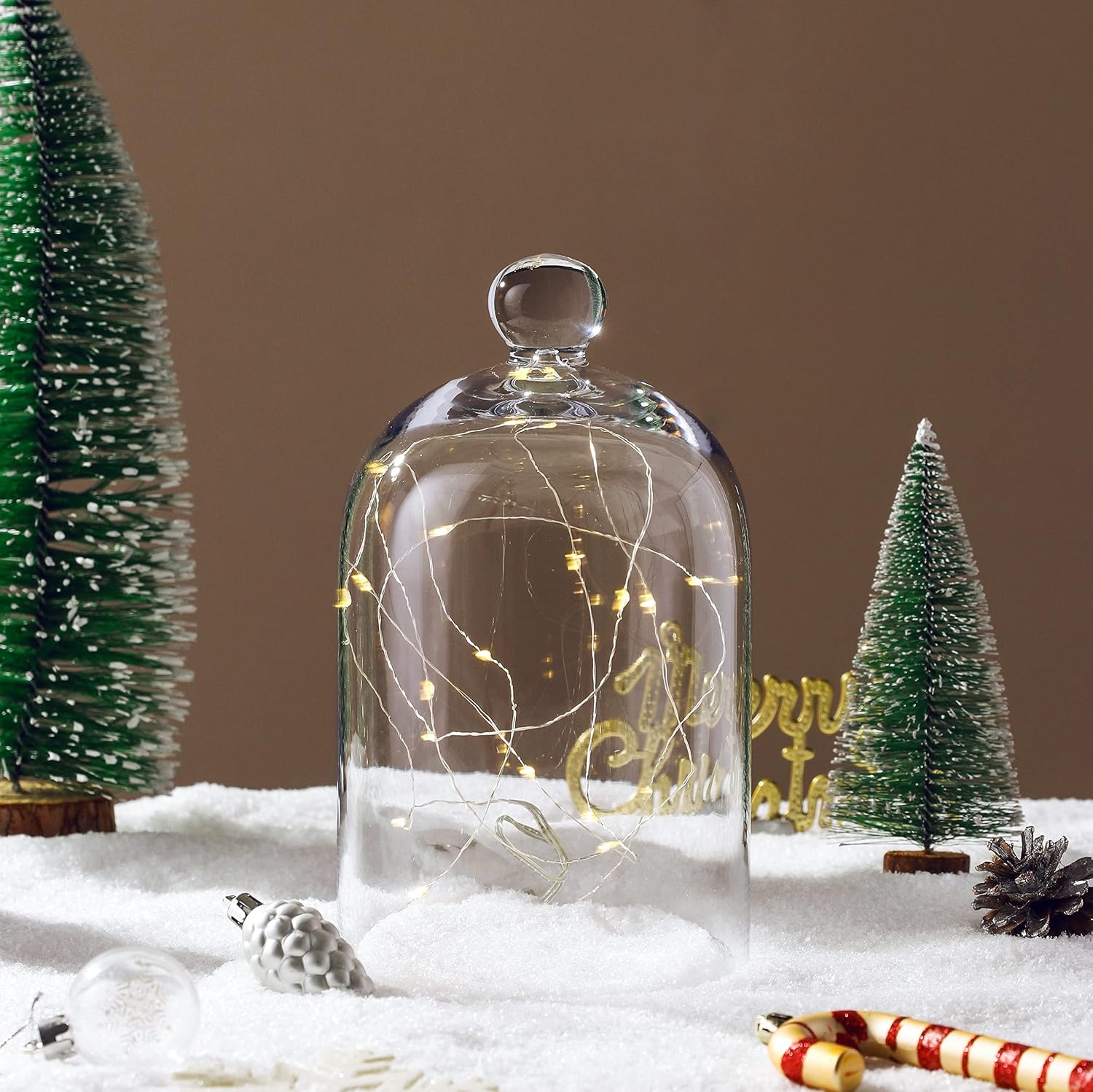 KMwares Clear Glass Display Dome Cloche Bell Jar Tabletop Decorative Case Covered Plants/Food (5.1"x8.9")