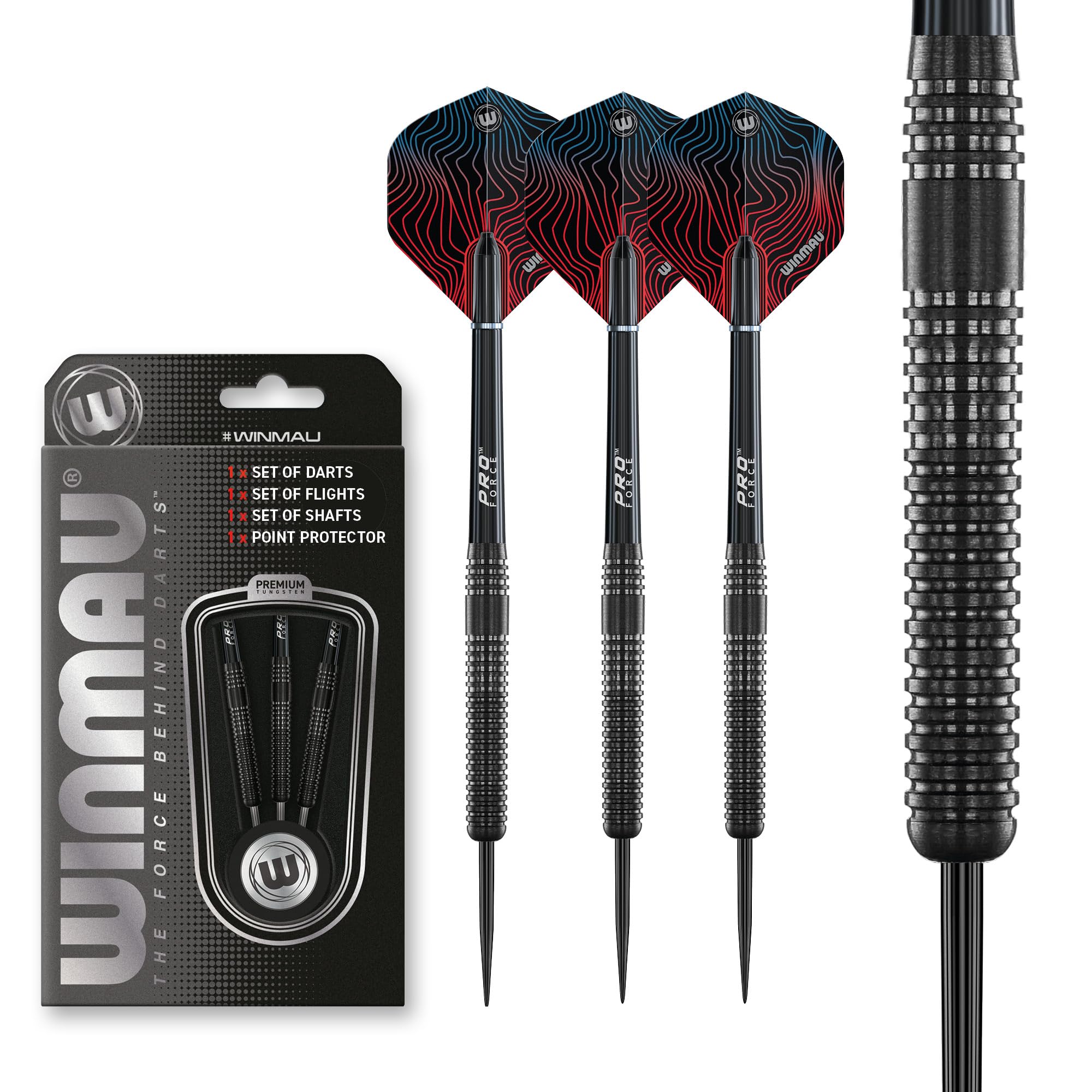 WINMAU Solaris Pro Specialist Tungsten Steeltip Darts Set with Flights and Shafts (Stems)