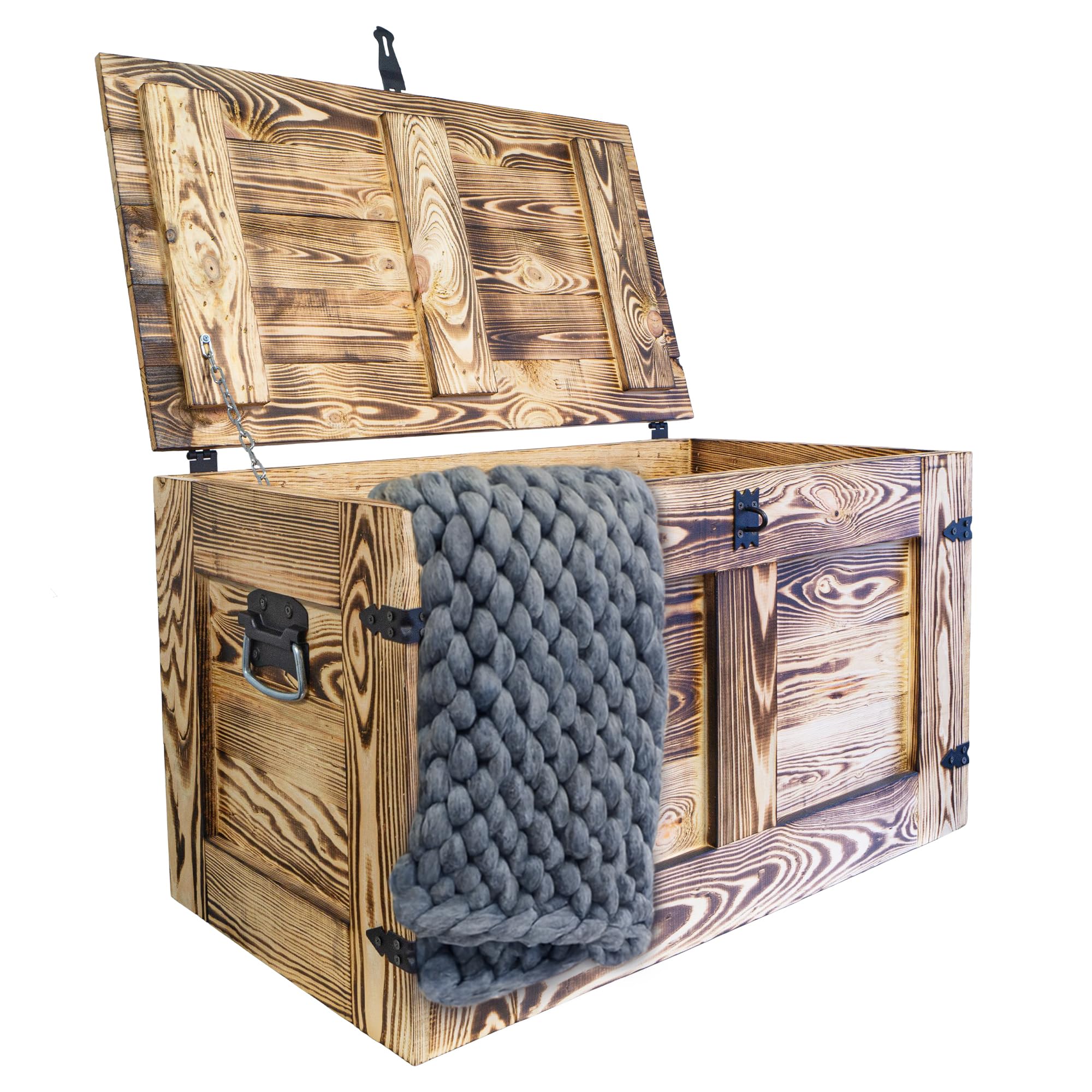 Kistenkolli Altes Land grosse Truhe Aufbewahrungskiste Oskar Ablagekiste Holzkiste Schatztruhe Wohnzimmertisch Kommode aus Holz Maße cm 80x45x47cm L x T x H (geflammt)