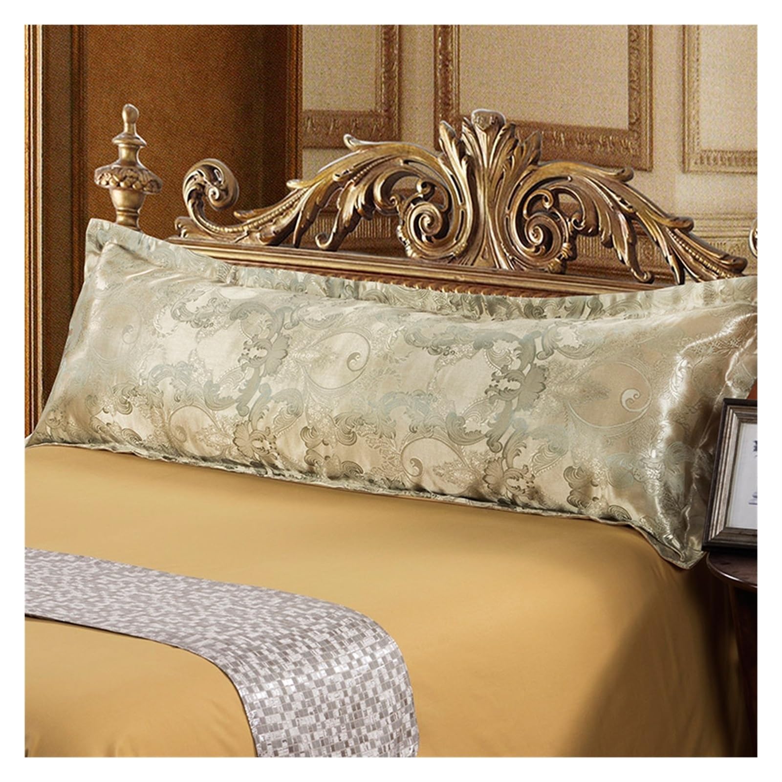 Lujosa funda de almohada de seda de 48 x 150 cm, satén europeo retro, funda de almohada larga para parejas, suave y duradera, perfecta para decoración del hogar y regalo.