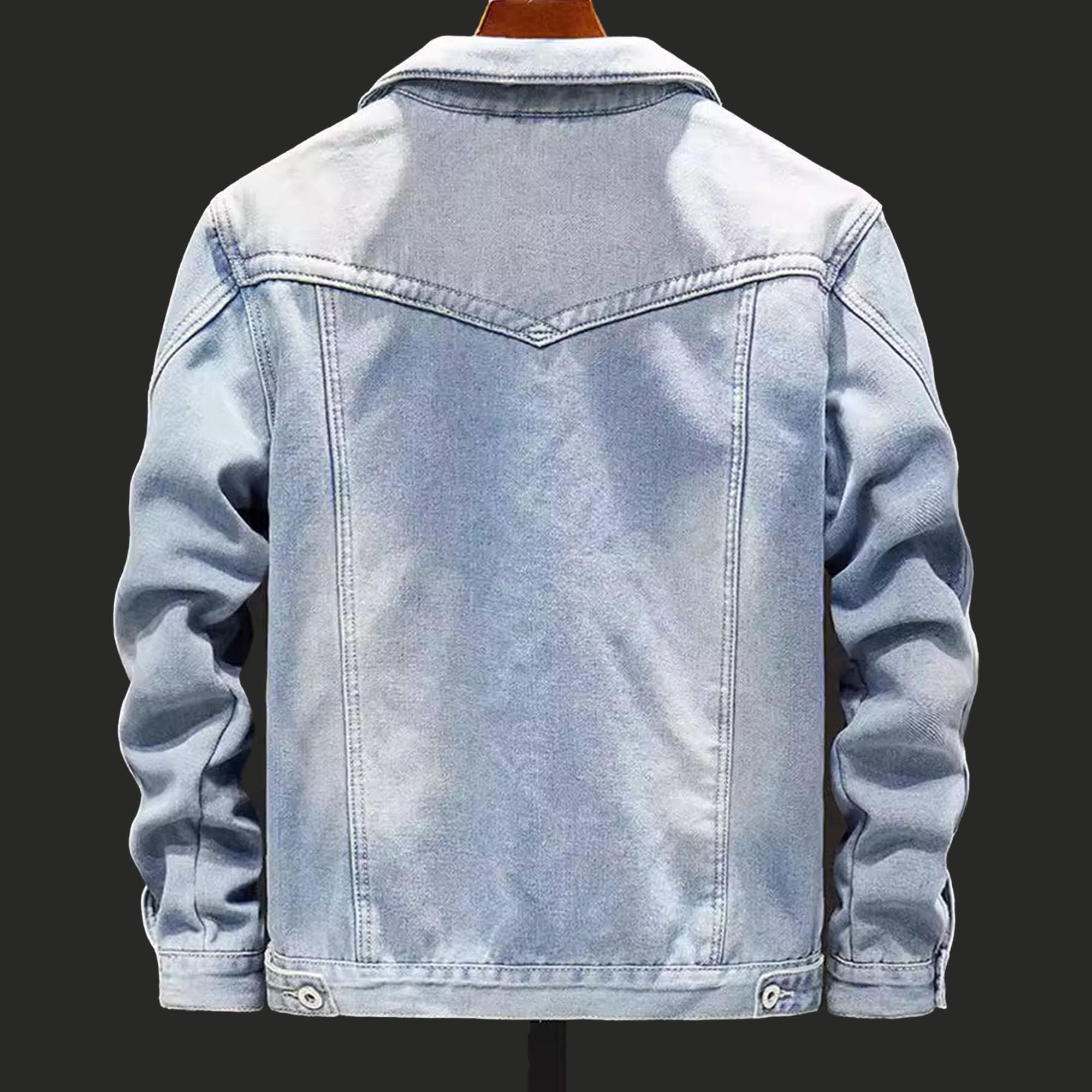 Giacca da camionista in denim foderata in sherpa da uomo, calda giacca con