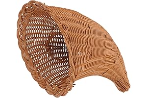 HOMSFOU Cornucopia Basket Horn Wicker Grapevine Fall Basket