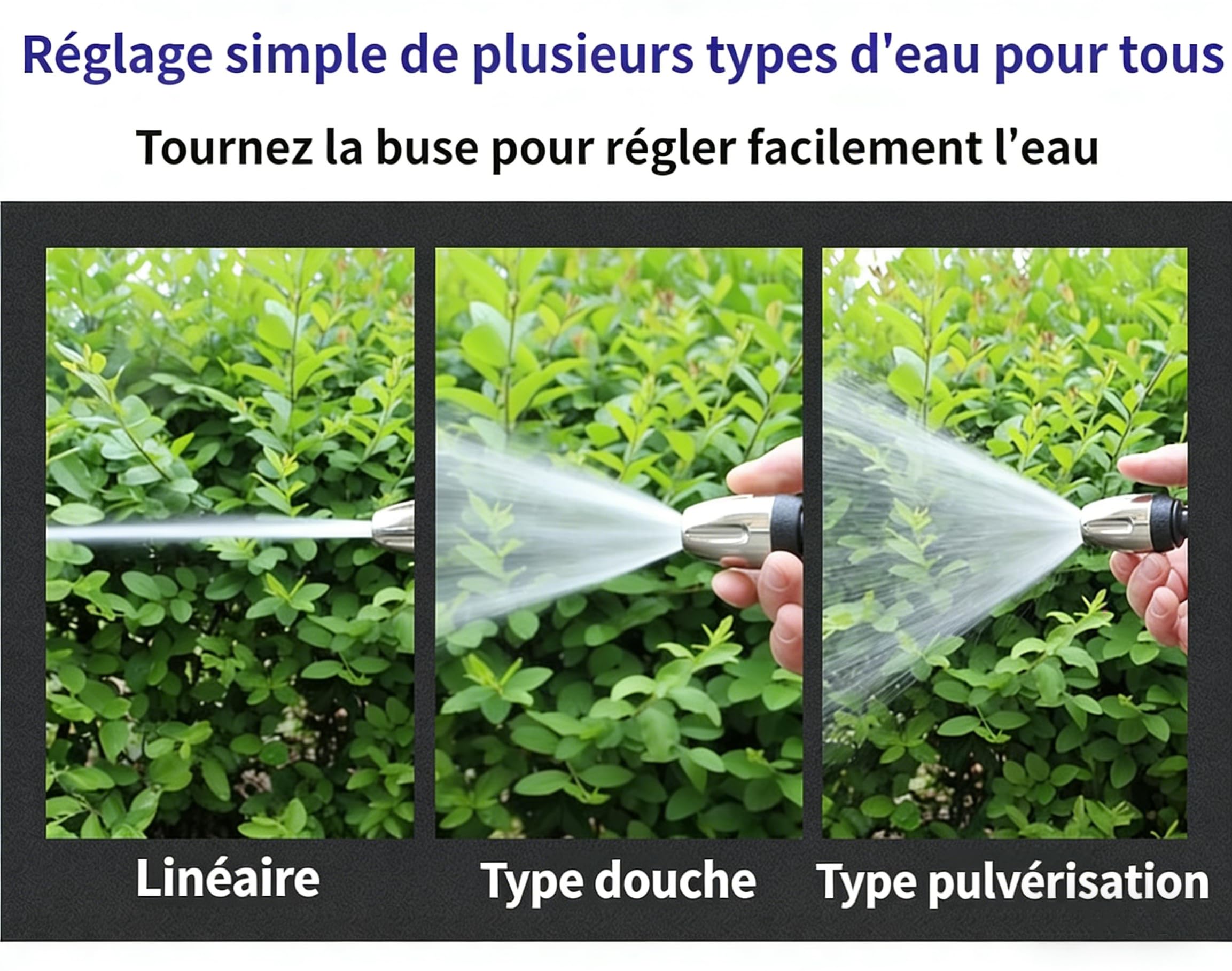 2026 Nouveau Jet Haute Pression pour Tuyau D'Arrosage, Buse Rotative 360°, 3 Modes De PulvéRisation, pour Jardin, Voiture (Noir)