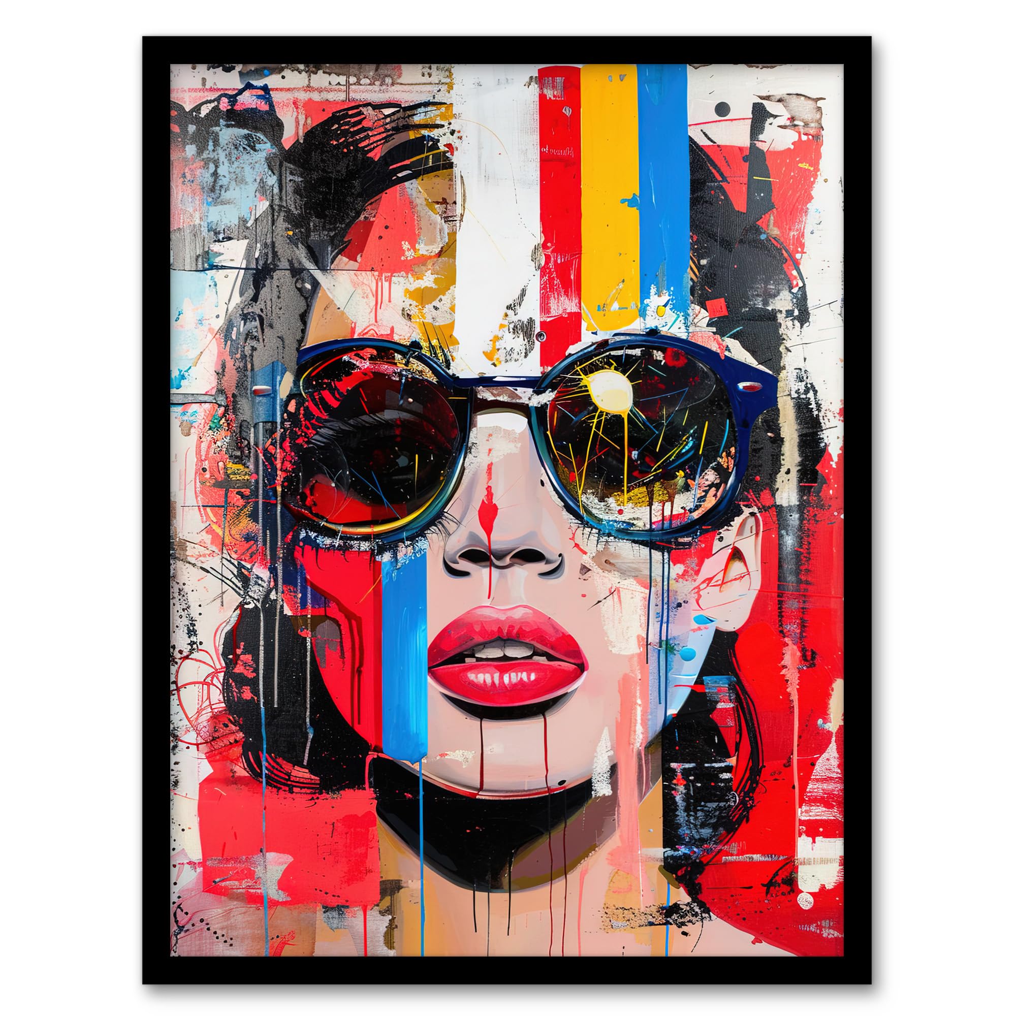 Artery8 Beautiful Vintage Lady Shades Street Art Graffiti Living Room Artwork Framed Wall Art Print 18X24 Inch