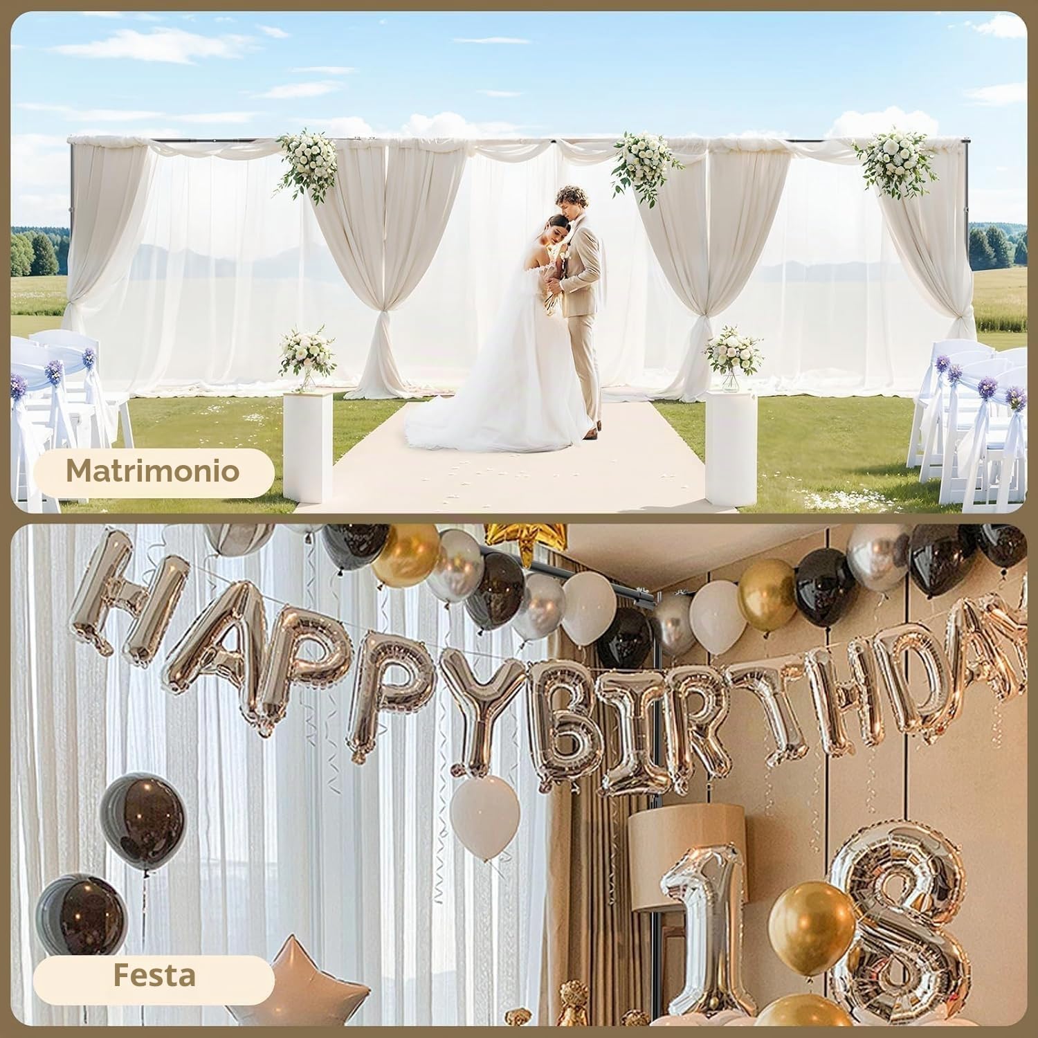 EMART Supporto per Sfondo, 9x2,1m Supporto Fondale Fotografico Regolabile | Connessione Girevole a 308°, Fotografico, Fotografici, Matrimoni, Decorazioni
