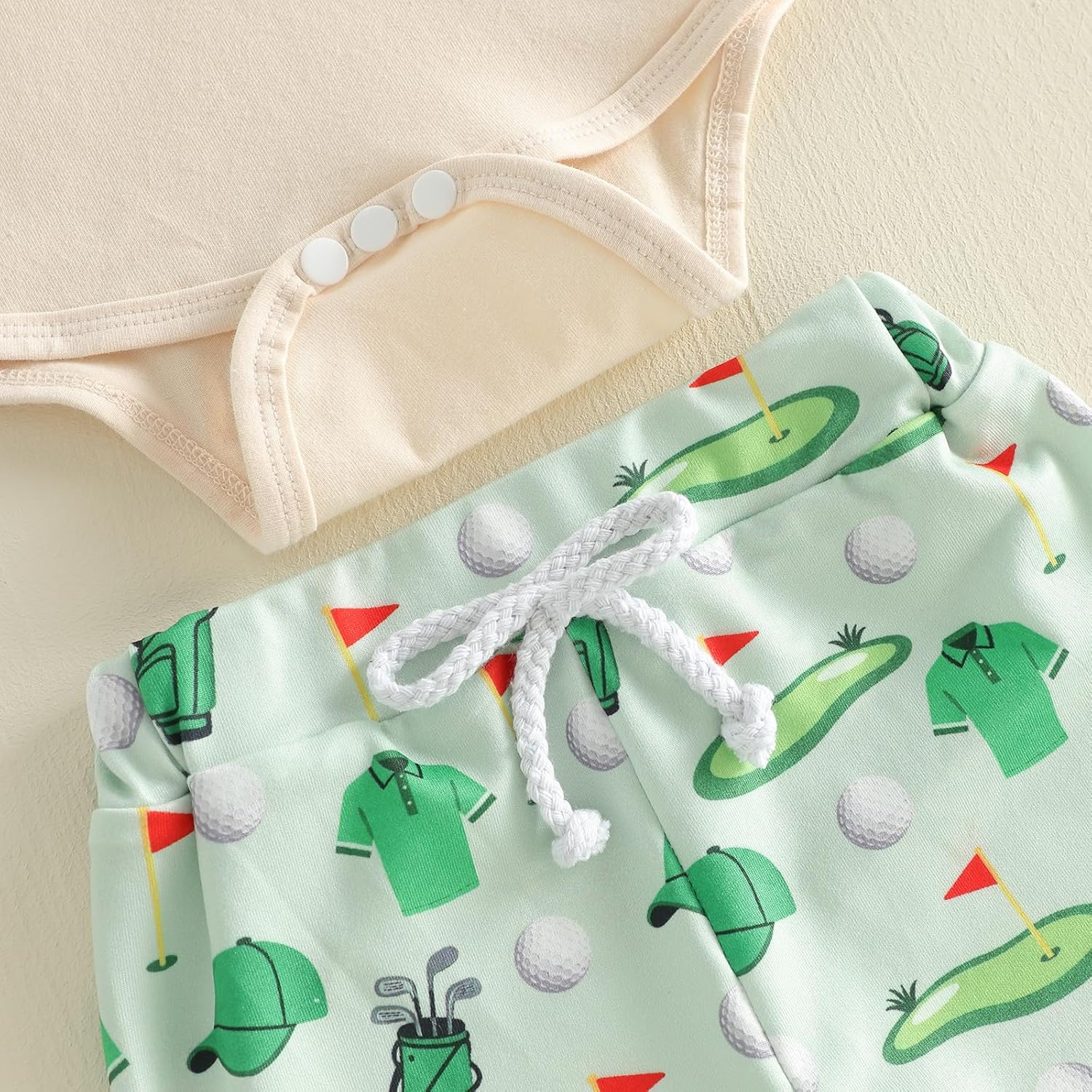 Sasaerucure Newborn Baby Boy Clothes Golf Summer Outfit Letter Print Short Sleeve Romper and Pants Hat 3Pcs Sets - Image 5