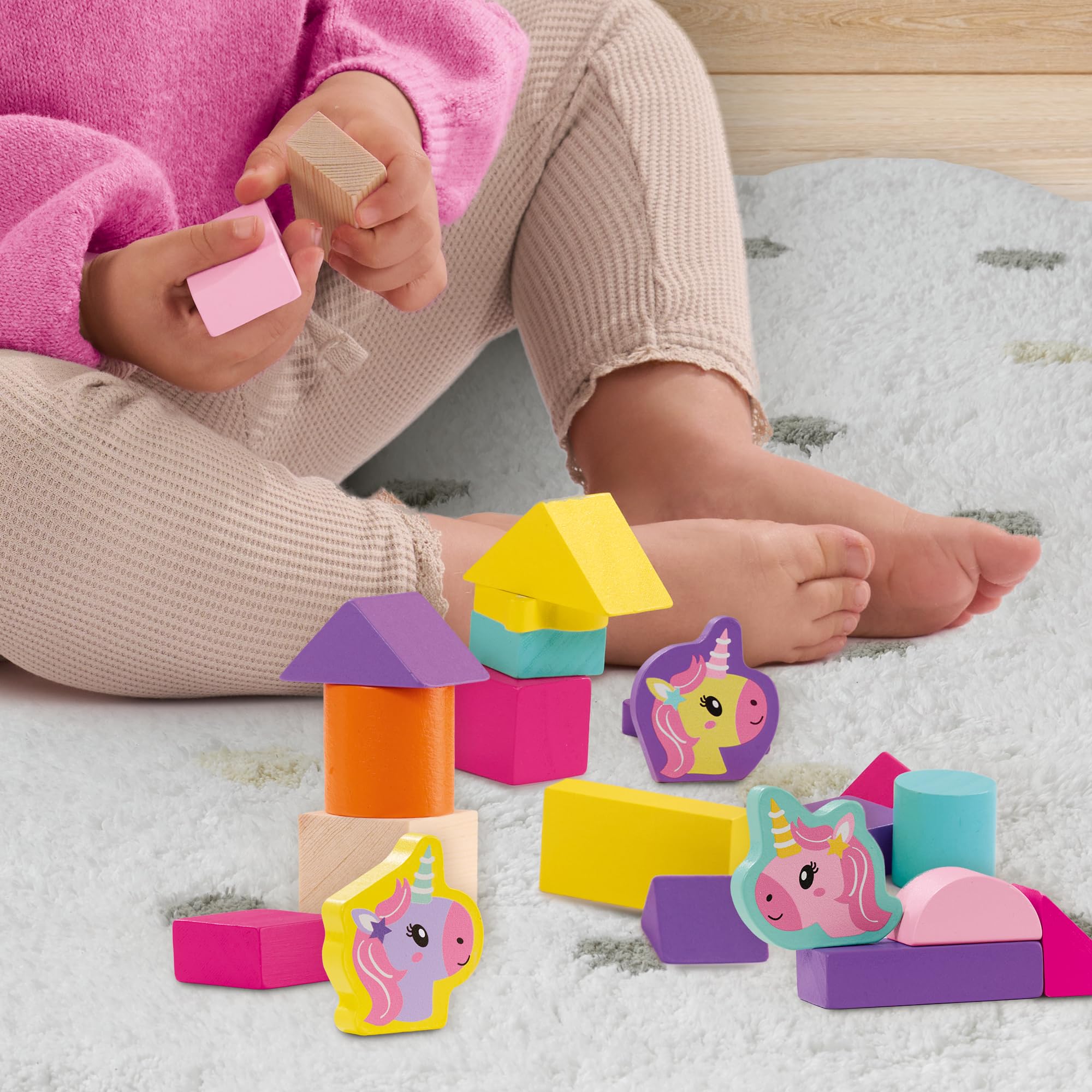 SES Creative 13251 Wooden Building Blocks Unicorn 52pcs, Creative Building Set for Kids Aged 12 Months+ - Image 4